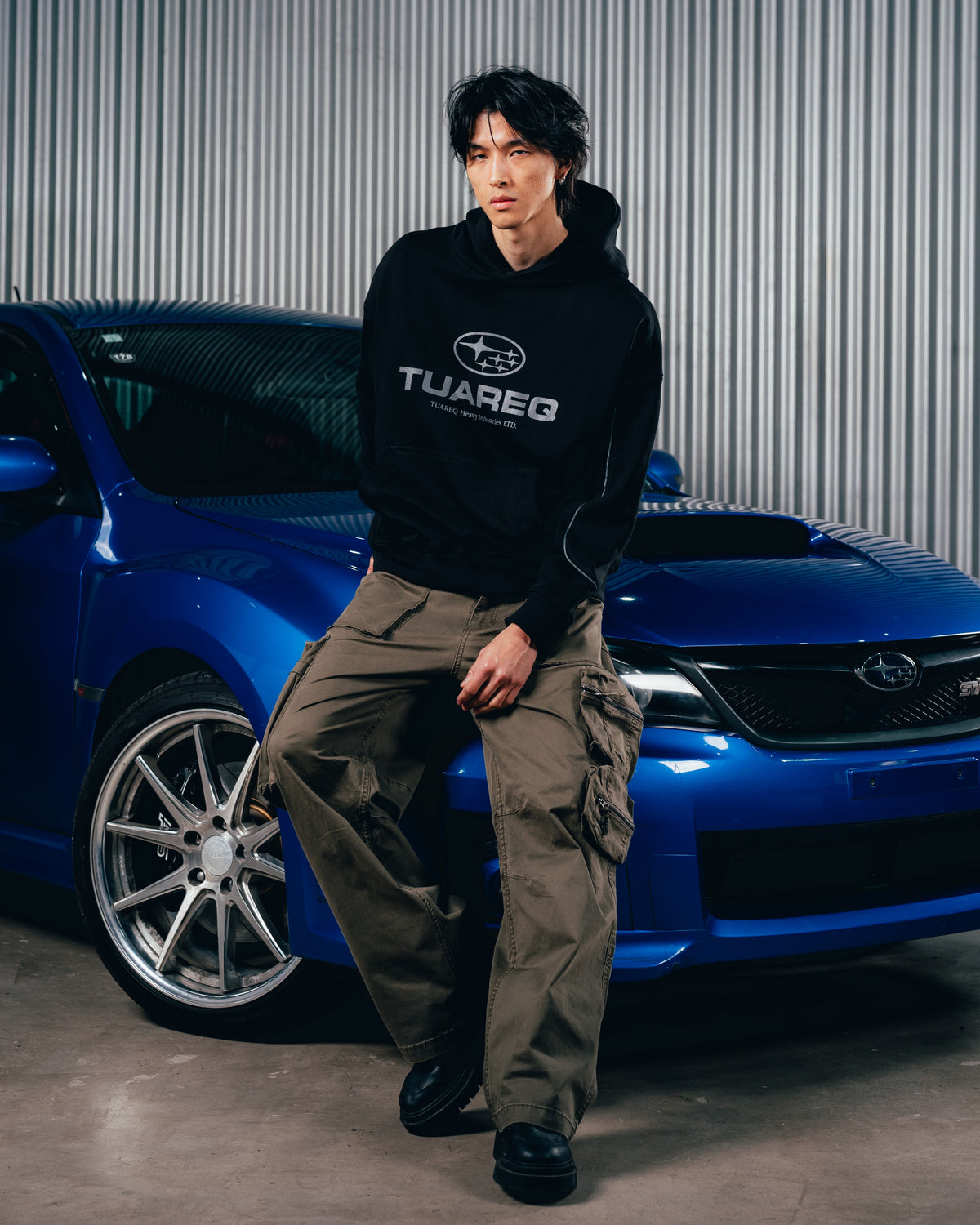HOODIE RUSTICO [ SUBARU ] RELIEVE 2BLE BLACK