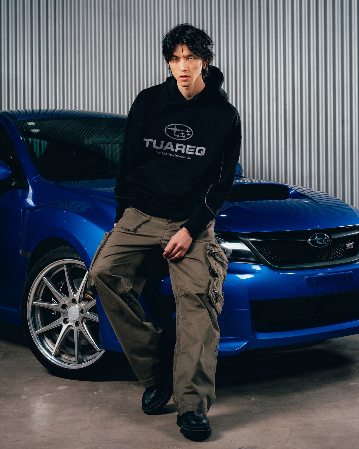 HOODIE RUSTICO [ SUBARU ] RELIEVE 2BLE BLACK