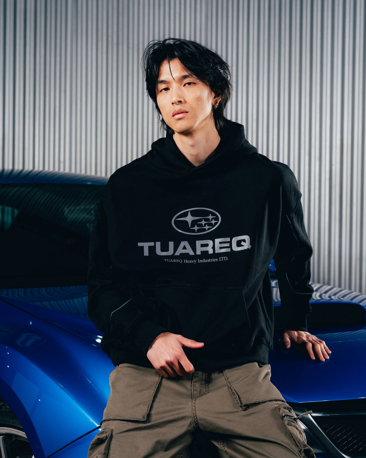 HOODIE RUSTICO [ SUBARU ] RELIEVE 2BLE BLACK
