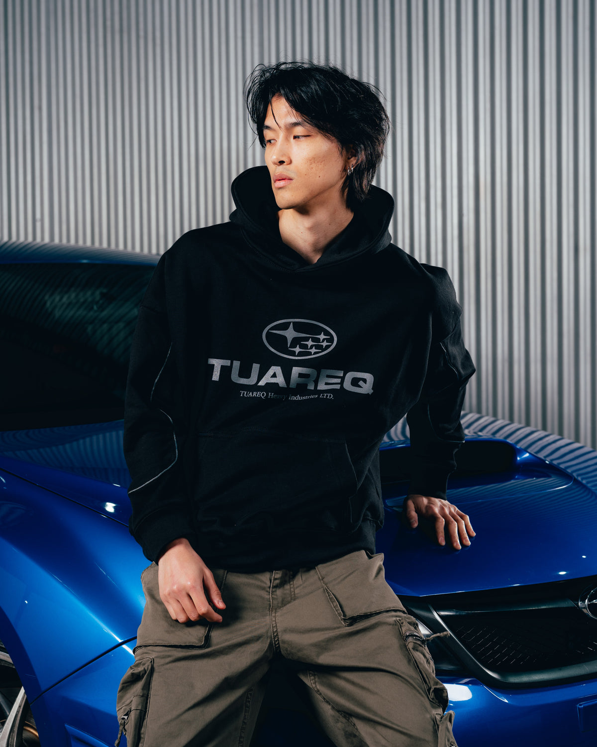 HOODIE RUSTICO [ SUBARU ] RELIEVE 2BLE BLACK