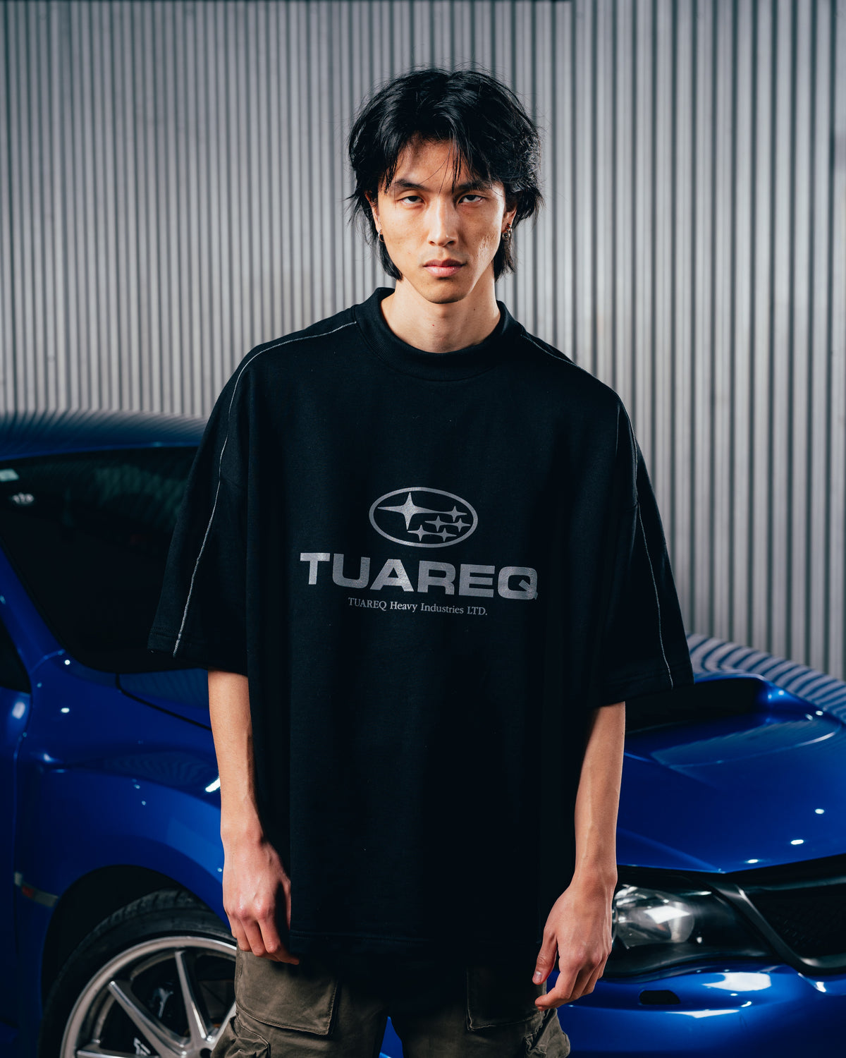 REMERA OVERSIZED [ SUBARU ] RELIEVE 2BLE BLACK