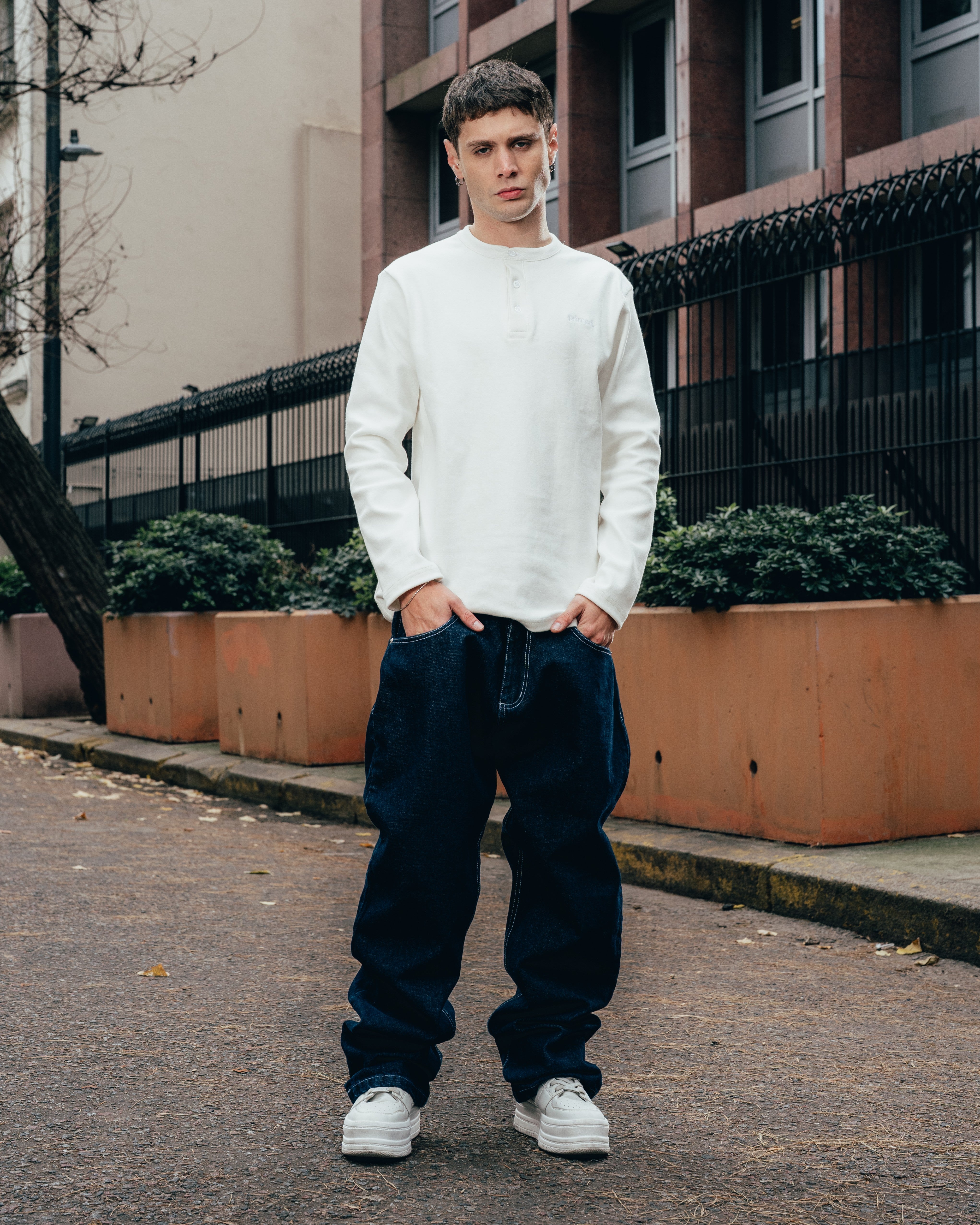 REMERA HENLEY MANGA LARGA [ PRIMARI ] WHITE