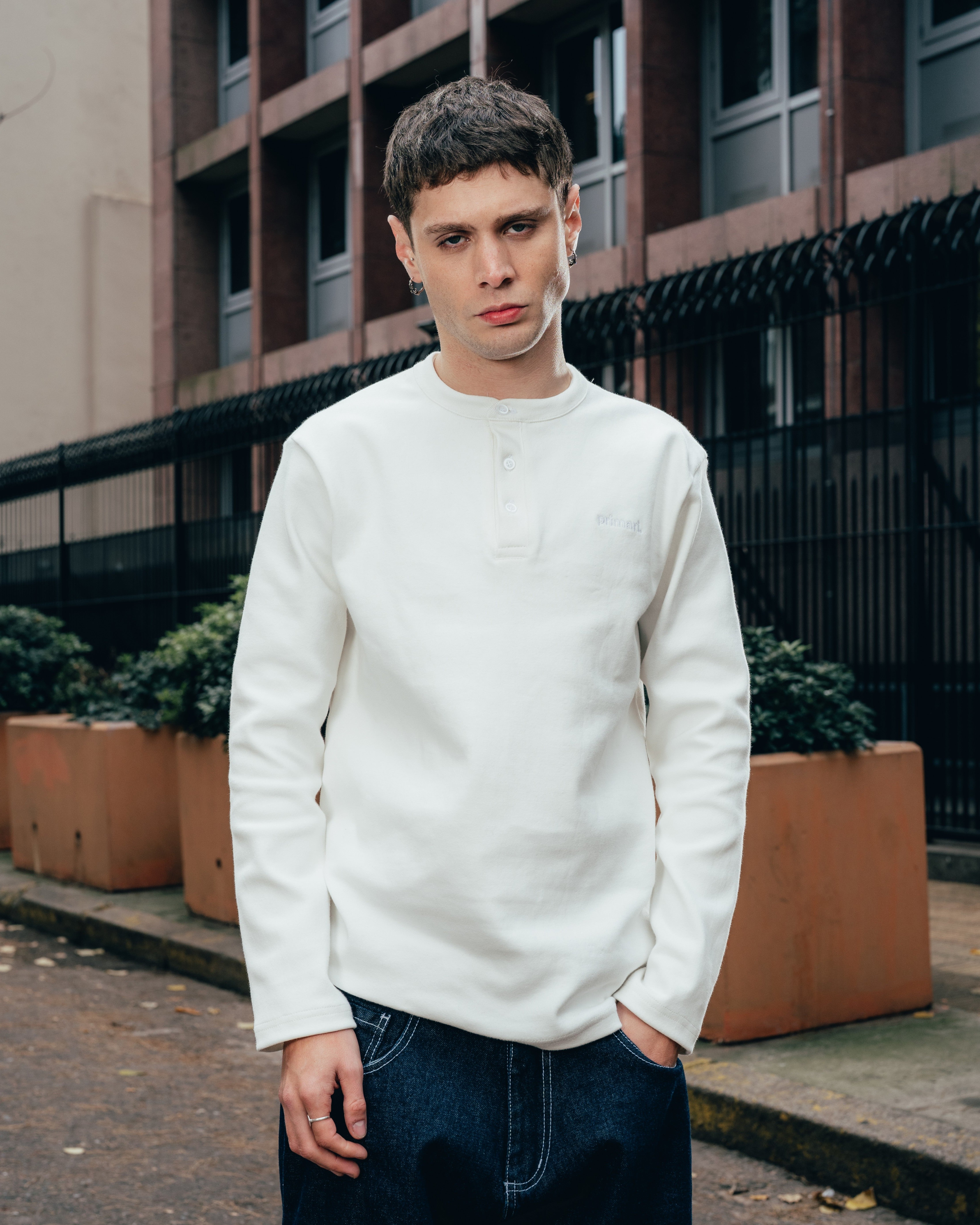 REMERA HENLEY MANGA LARGA [ PRIMARI ] WHITE