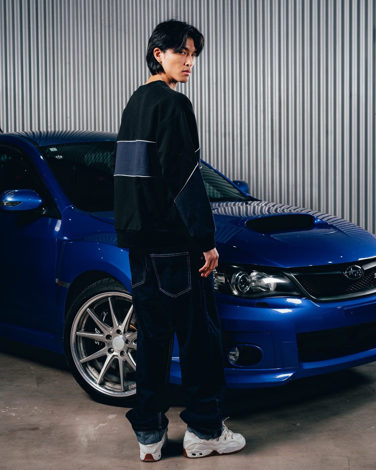 CREWNECK RUSTICO [ SUBARU ] STRIPE BLACK