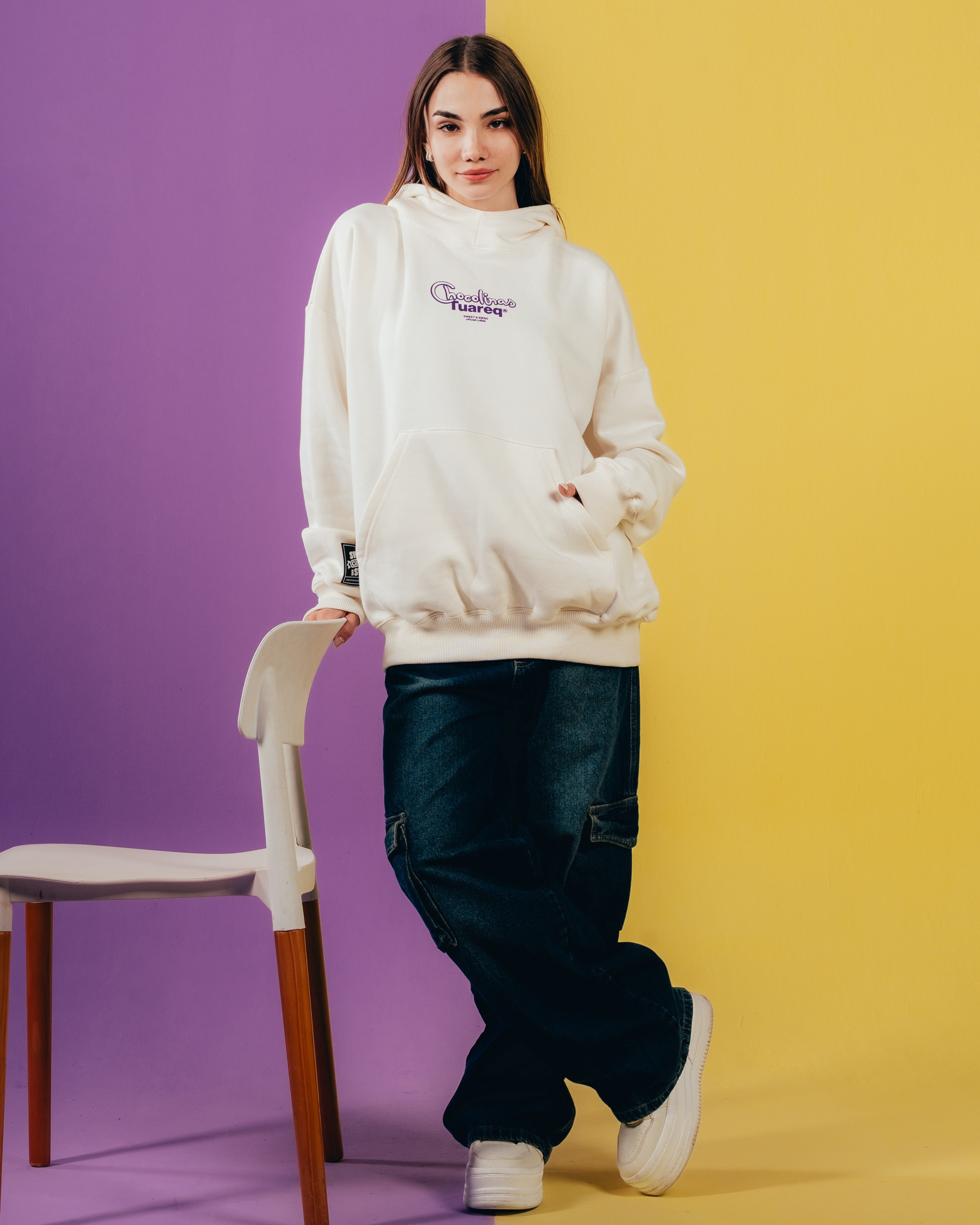 HOODIE EXTRAHEAVY [ CHOCOLINAS ] LEYENDA WHITE