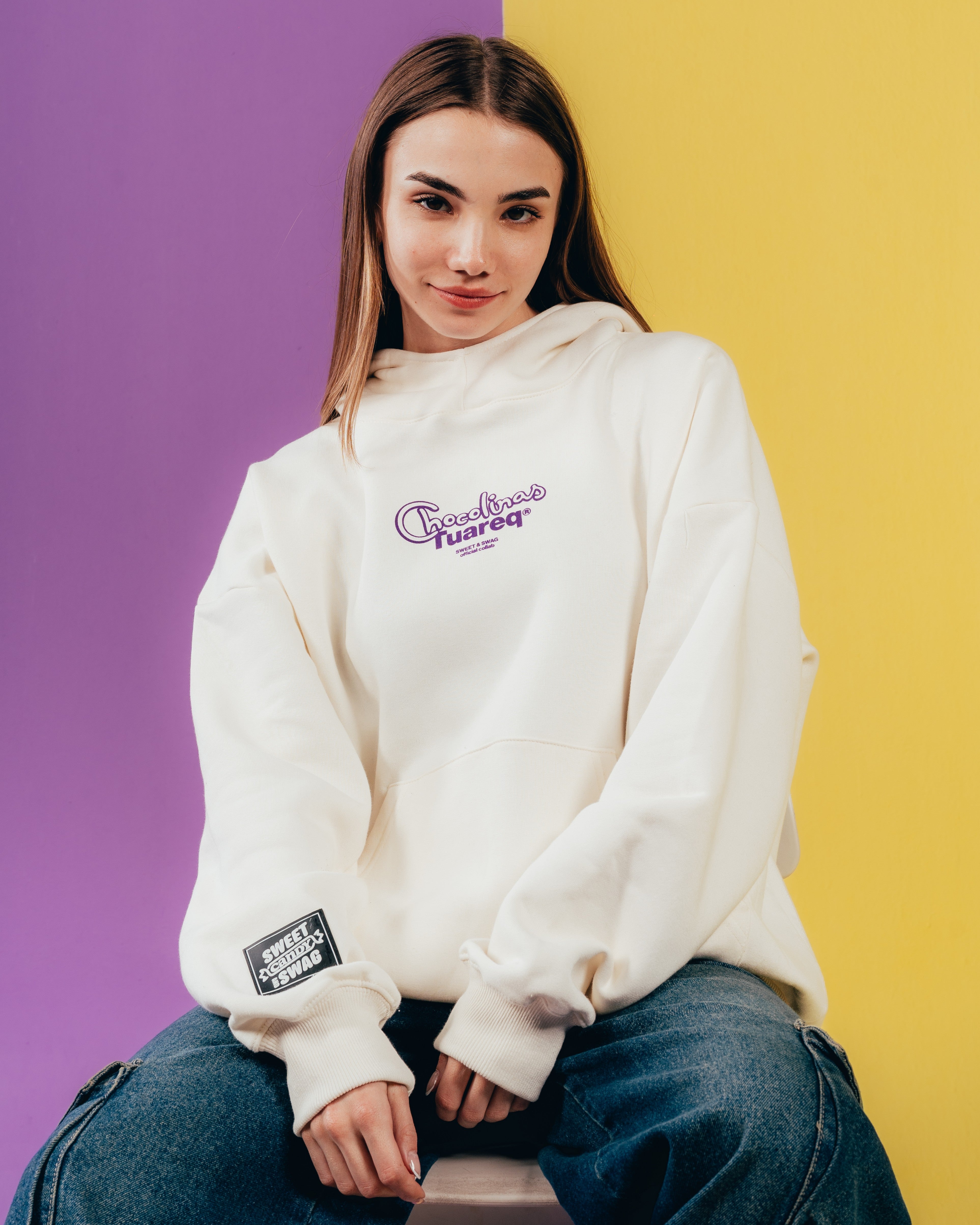 HOODIE EXTRAHEAVY [ CHOCOLINAS ] LEYENDA WHITE