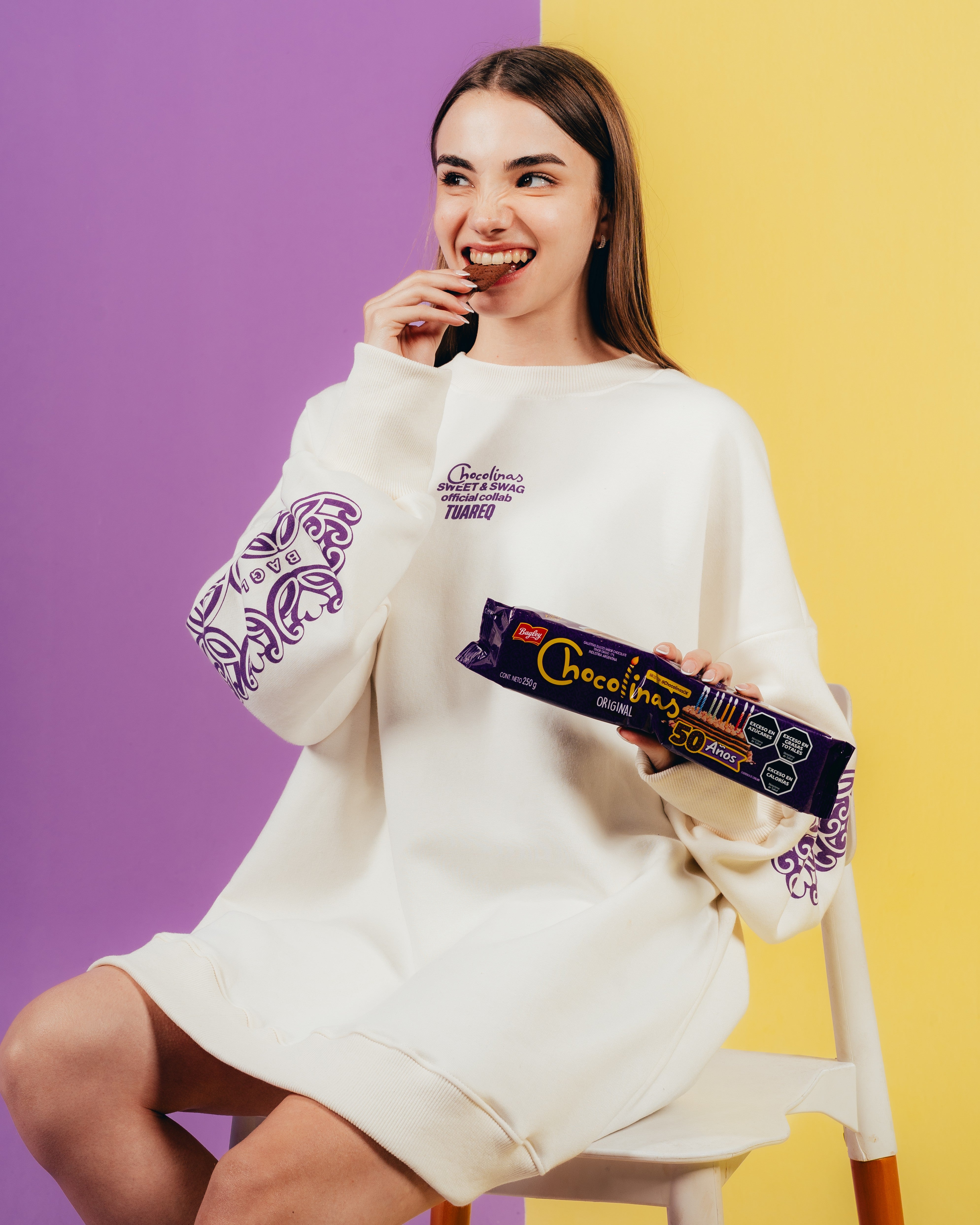 CREWNECK [ CHOCOLINAS ] MOSAICO WHITE