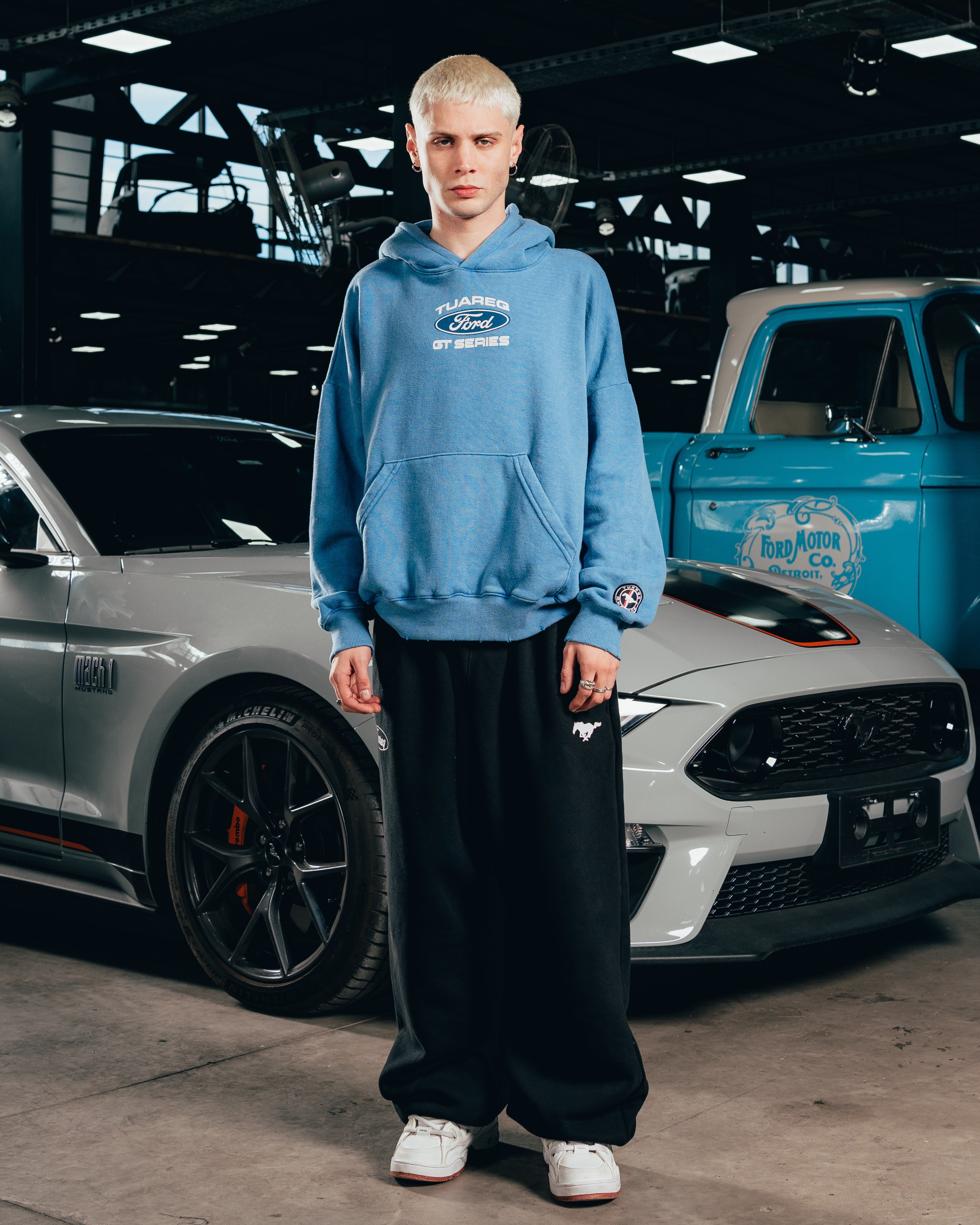 HOODIE EXTRAHEAVY [ FORD ] LOGO ACID WASHED