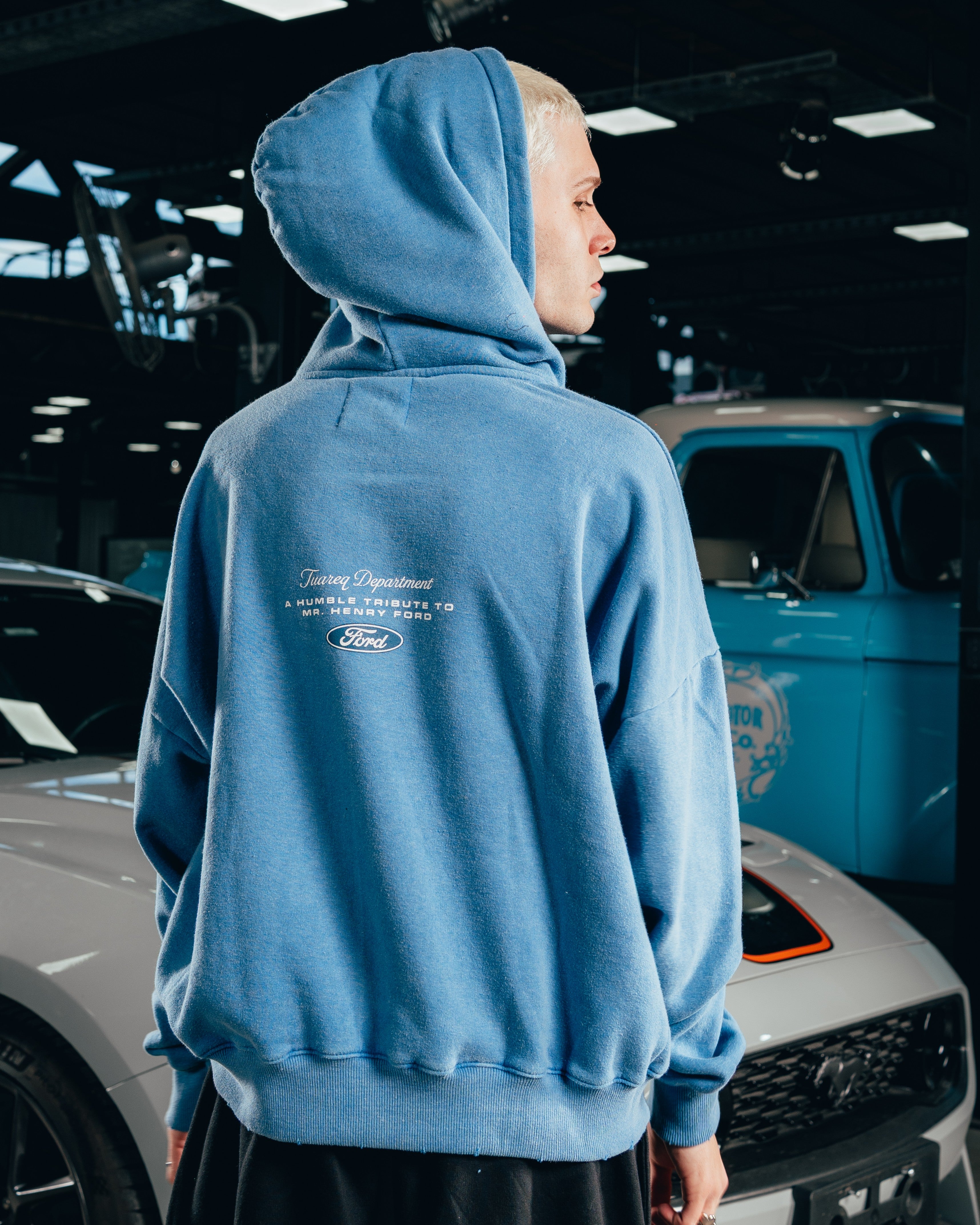 HOODIE EXTRAHEAVY [ FORD ] LOGO ACID WASHED