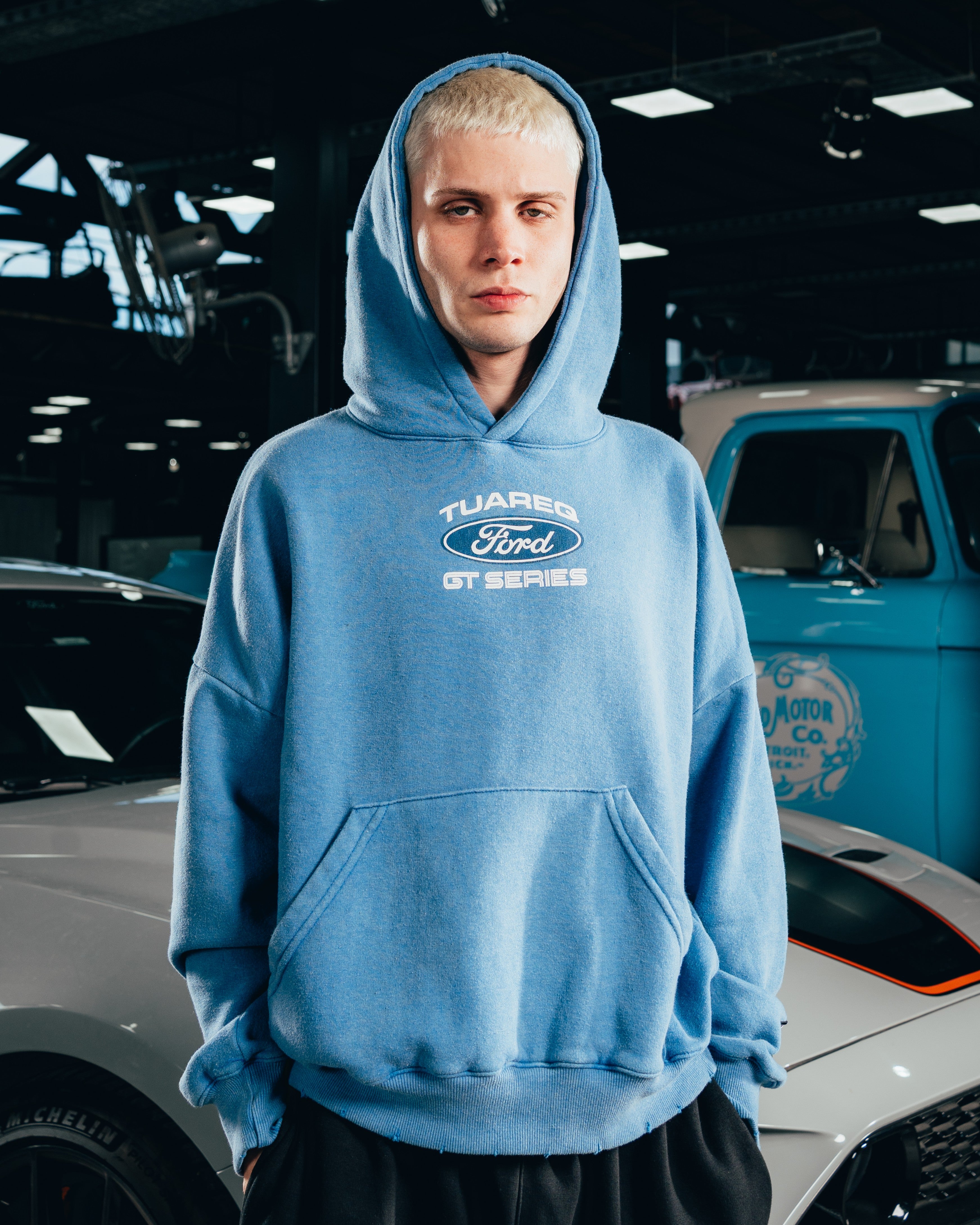 HOODIE EXTRAHEAVY [ FORD ] LOGO ACID WASHED