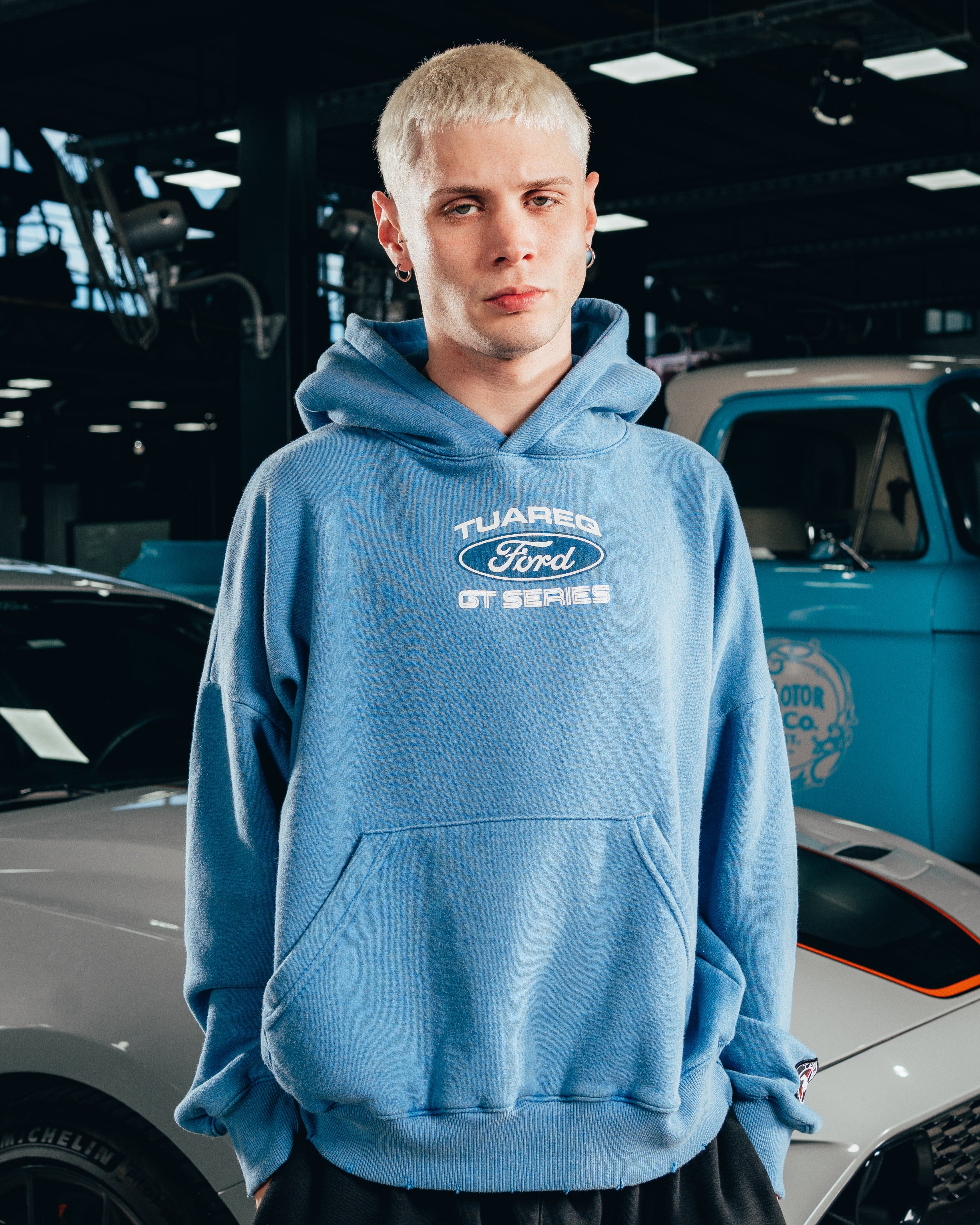 HOODIE EXTRAHEAVY [ FORD ] LOGO ACID WASHED