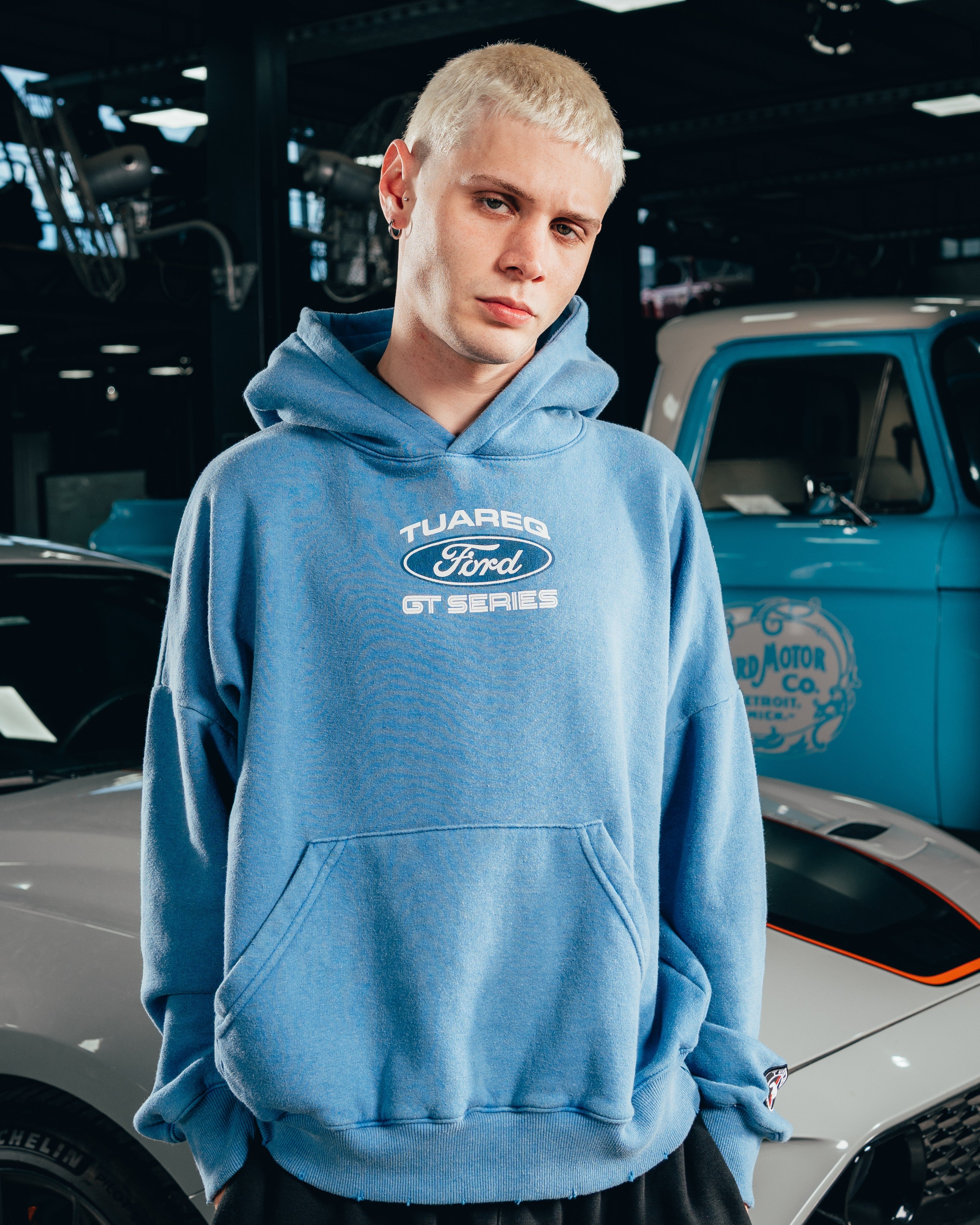 HOODIE EXTRAHEAVY [ FORD ] LOGO ACID WASHED