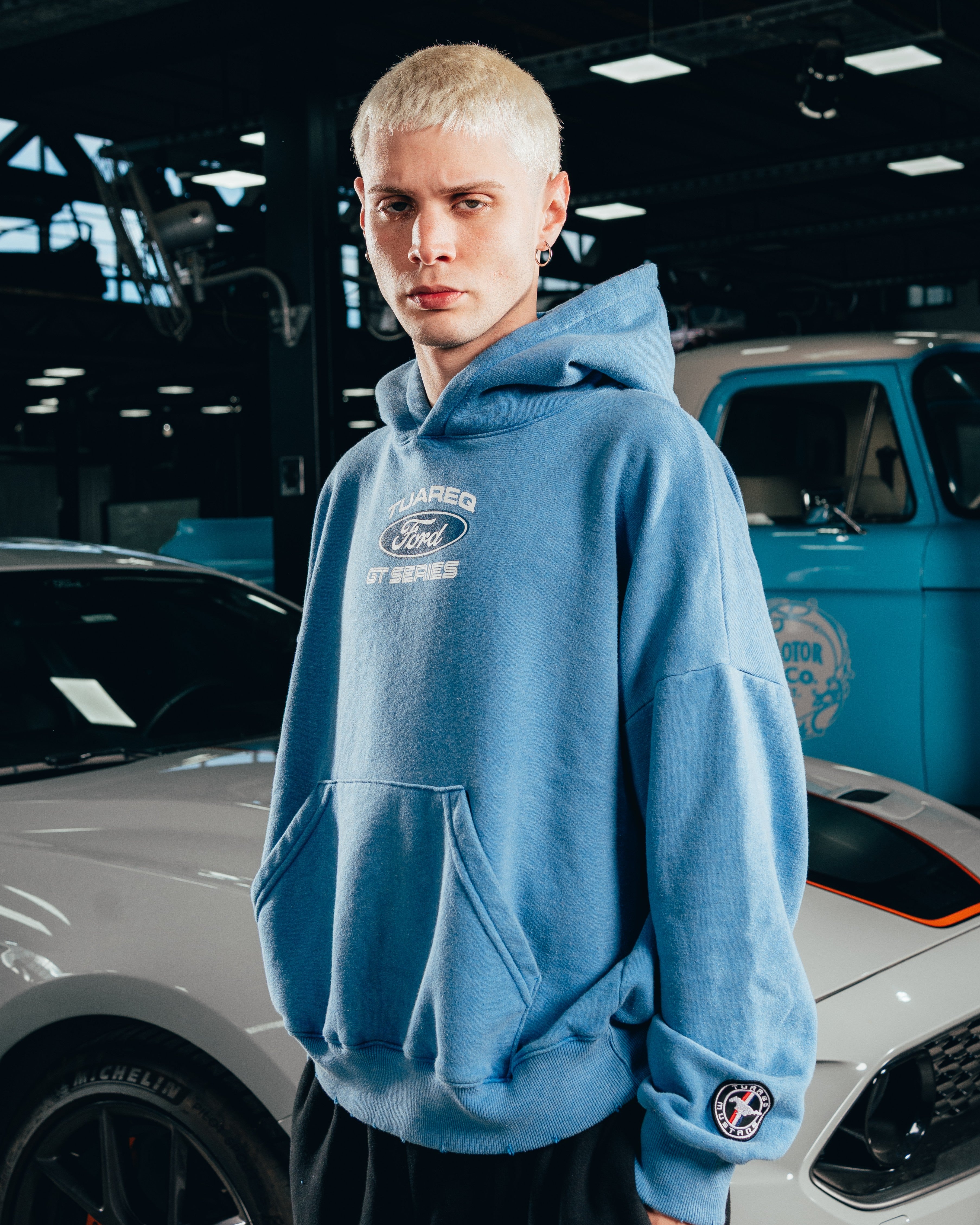 HOODIE EXTRAHEAVY [ FORD ] LOGO ACID WASHED