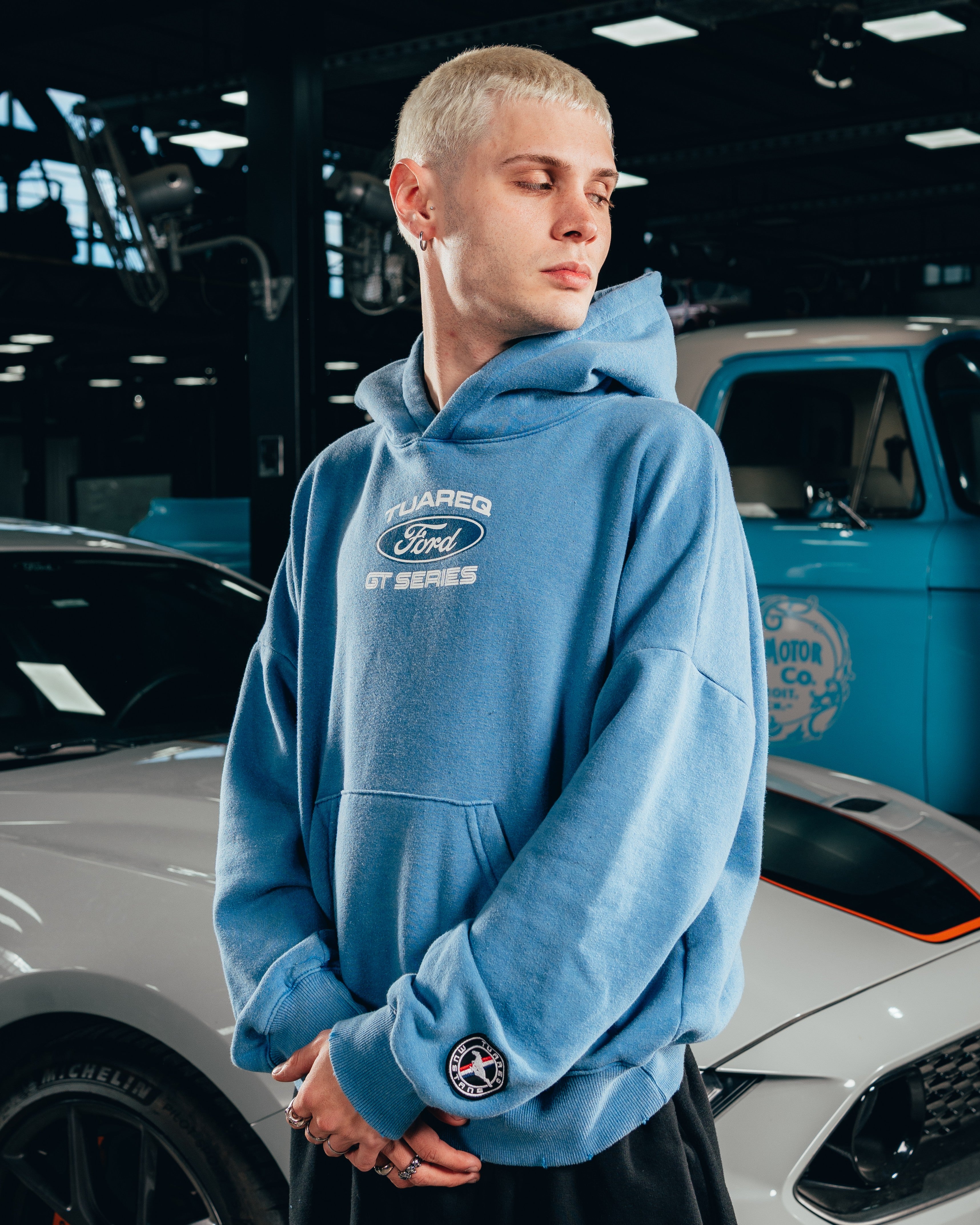 HOODIE EXTRAHEAVY [ FORD ] LOGO ACID WASHED