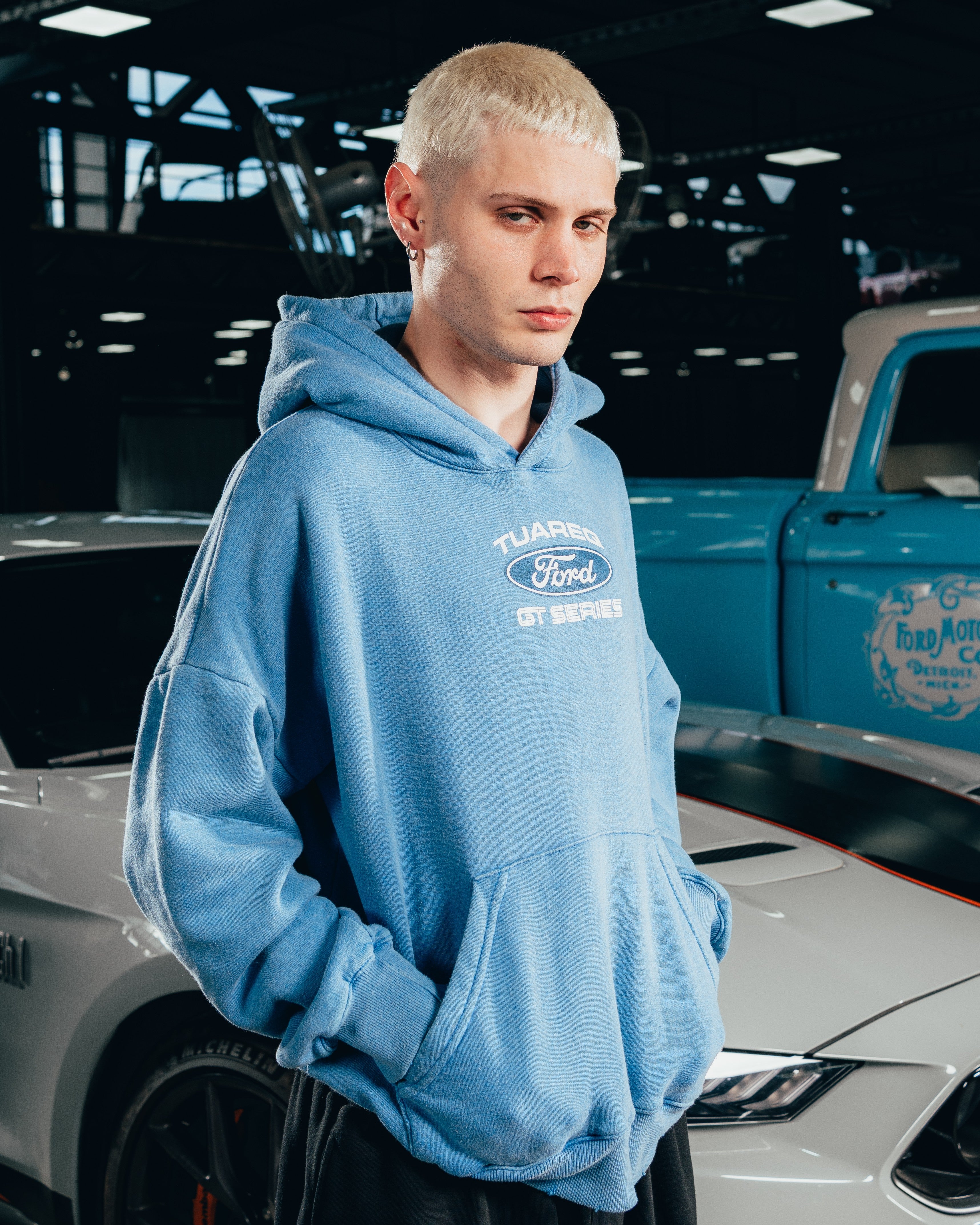 HOODIE EXTRAHEAVY [ FORD ] LOGO ACID WASHED