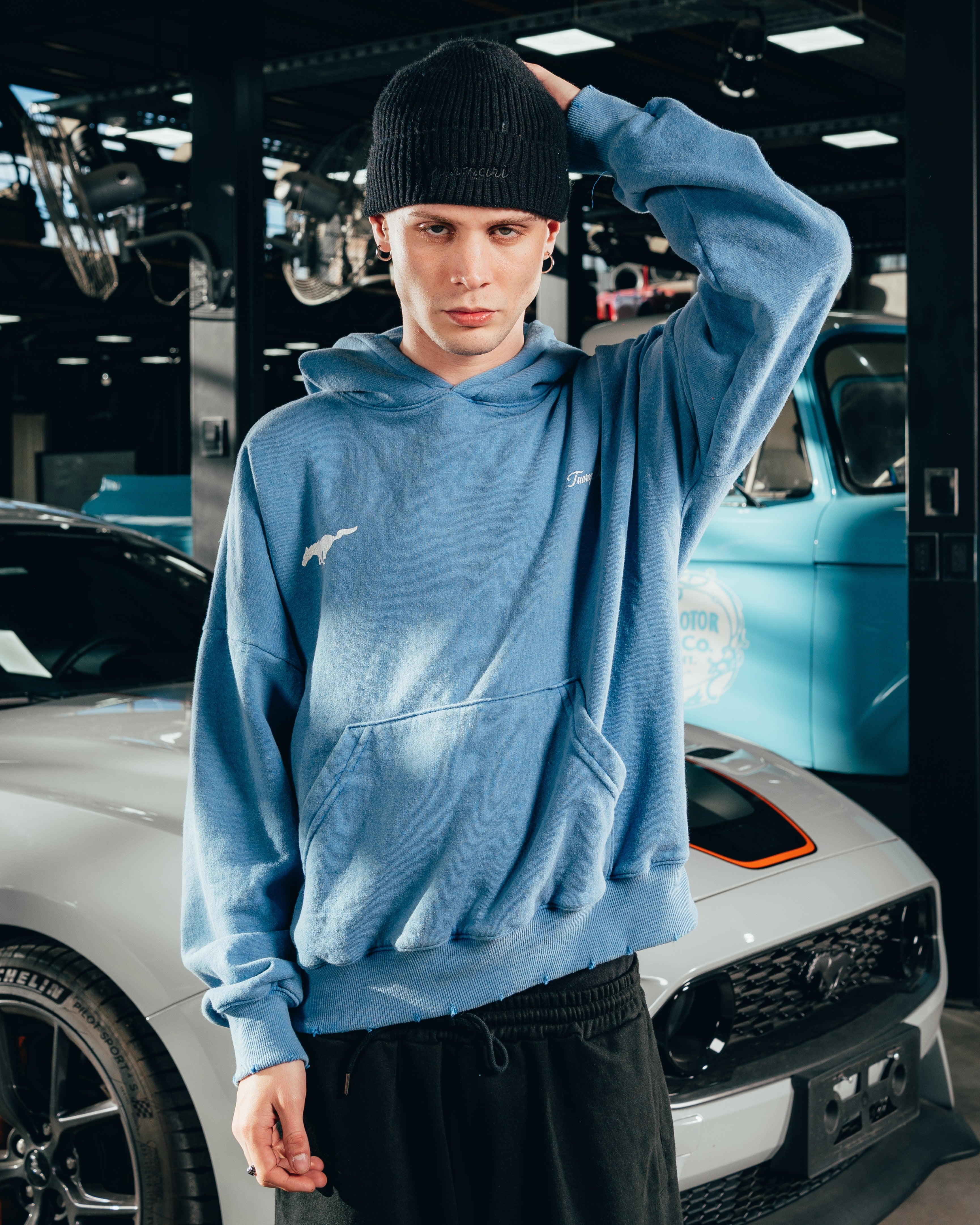 HOODIE EXTRAHEAVY [ FORD ] MUSTANG ACID WASHED