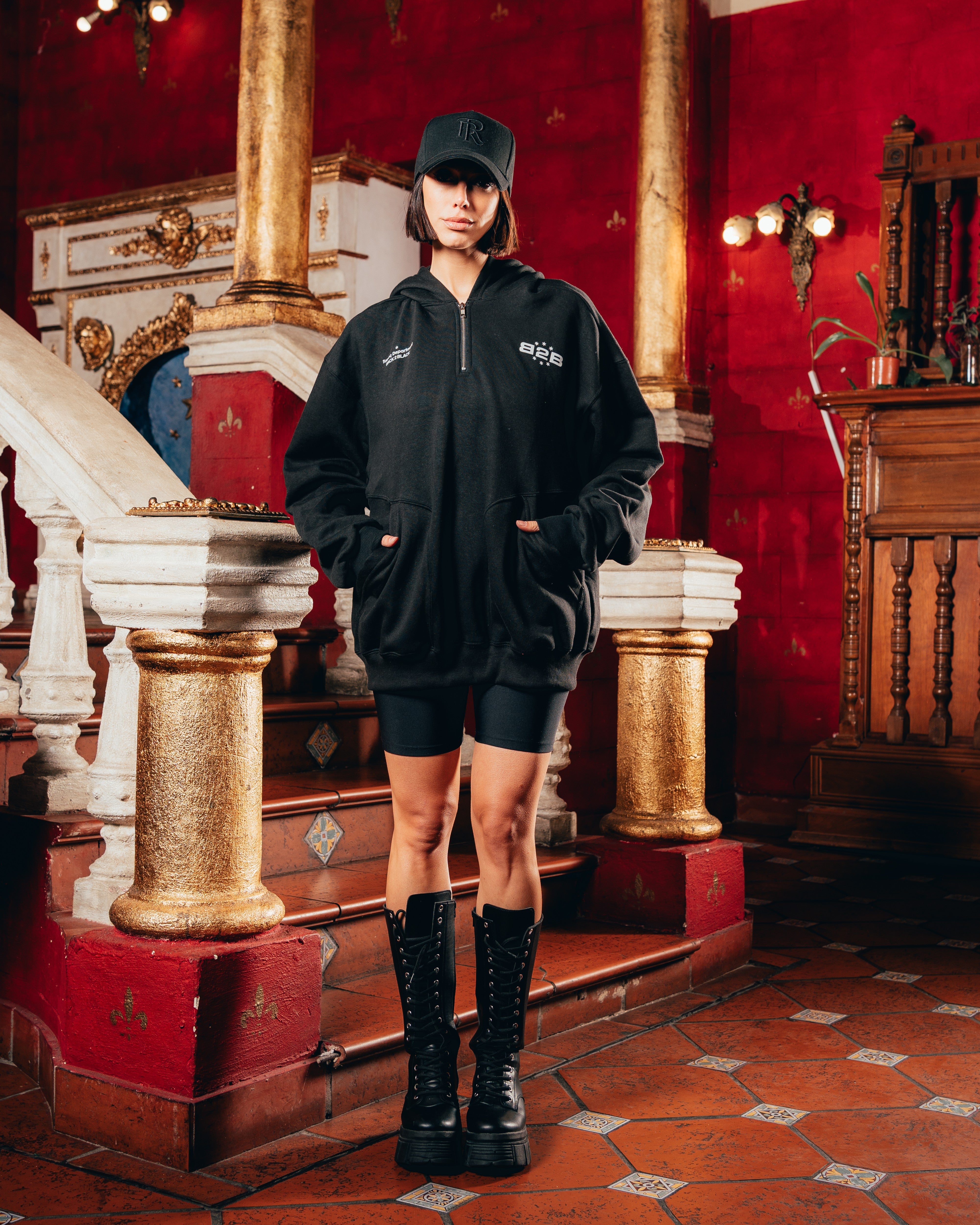 HOODIE OVERSIZED PESADO CON CIERRE [ B2B ] BLACK