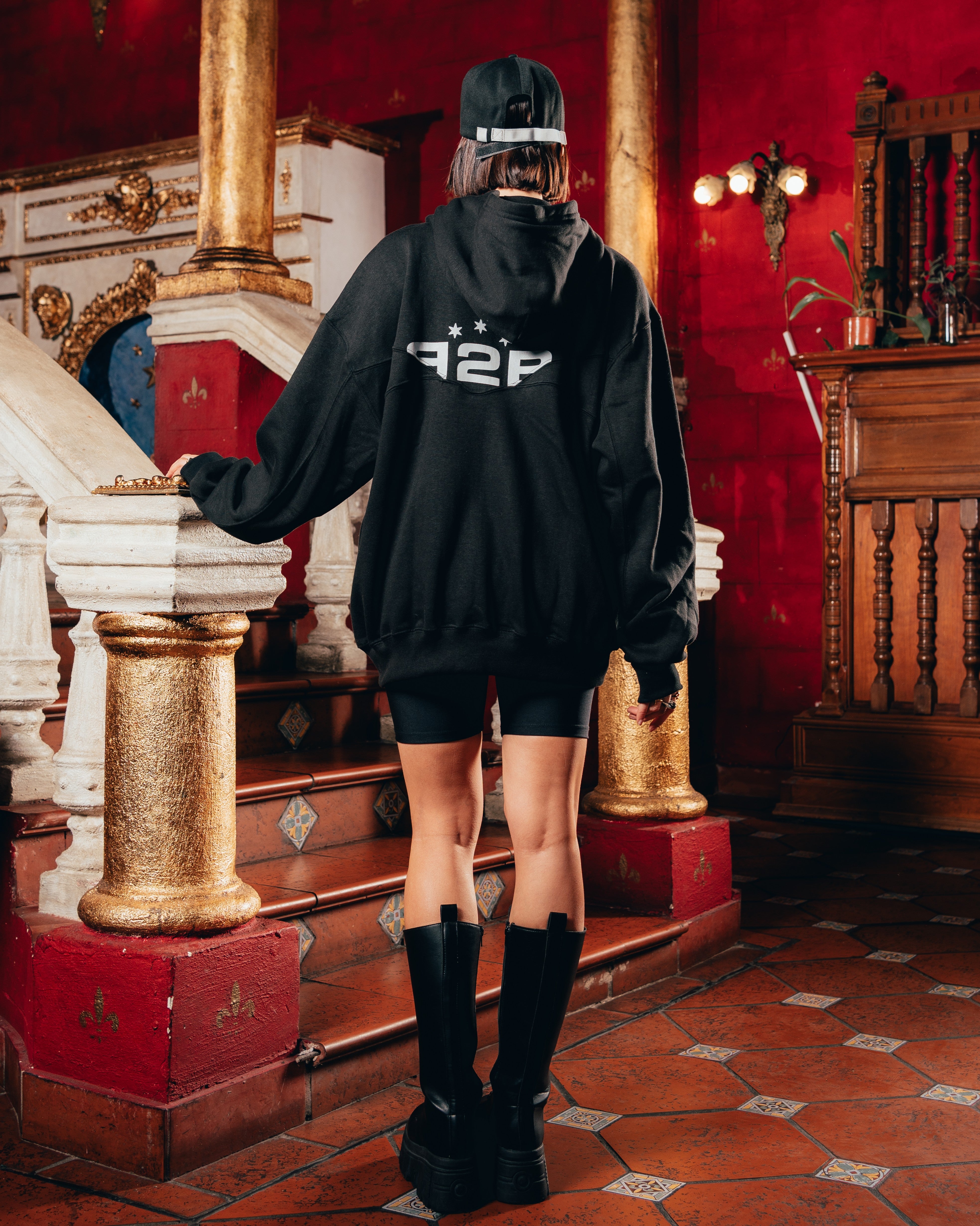 HOODIE OVERSIZED PESADO CON CIERRE [ B2B ] BLACK