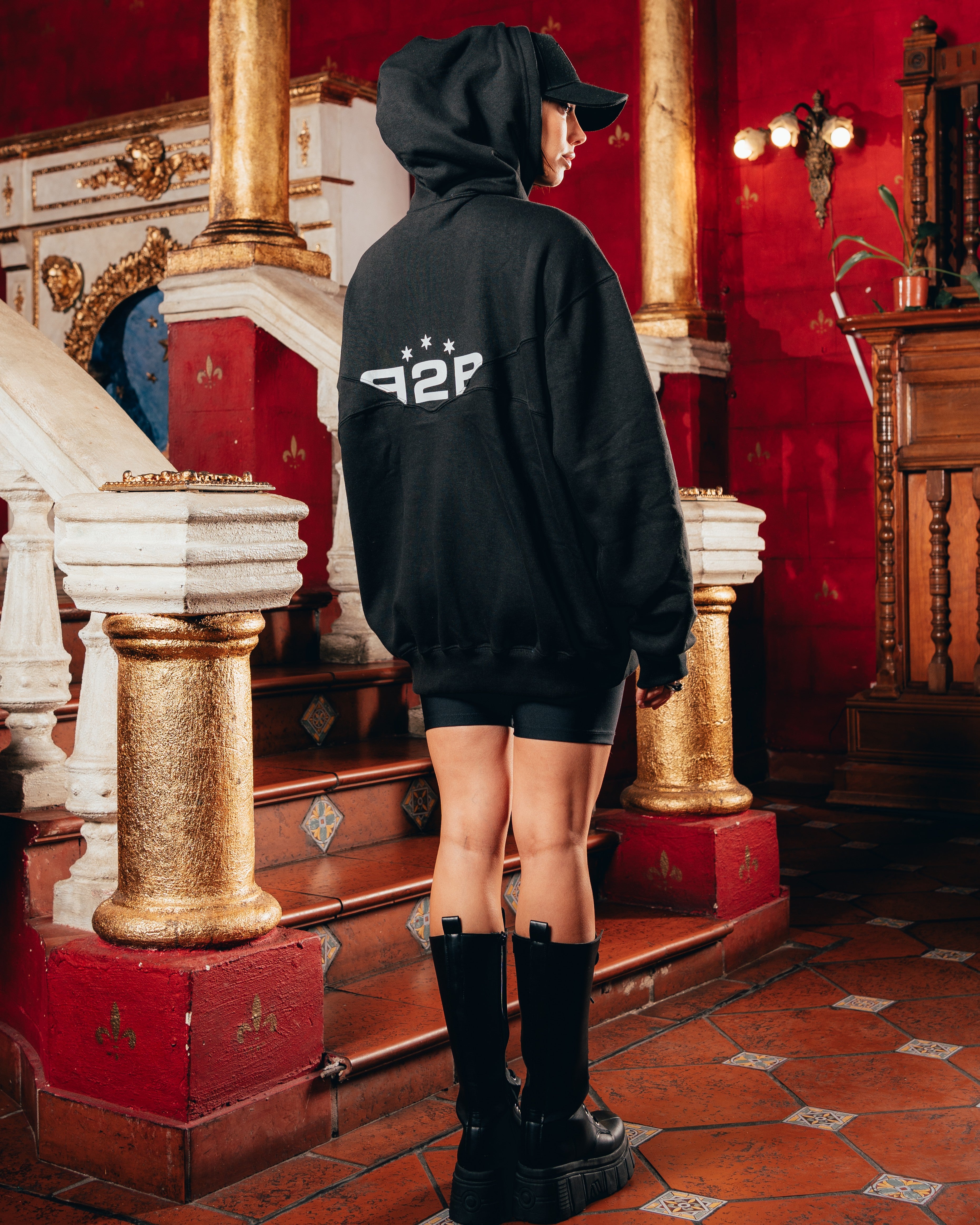 HOODIE OVERSIZED PESADO CON CIERRE [ B2B ] BLACK