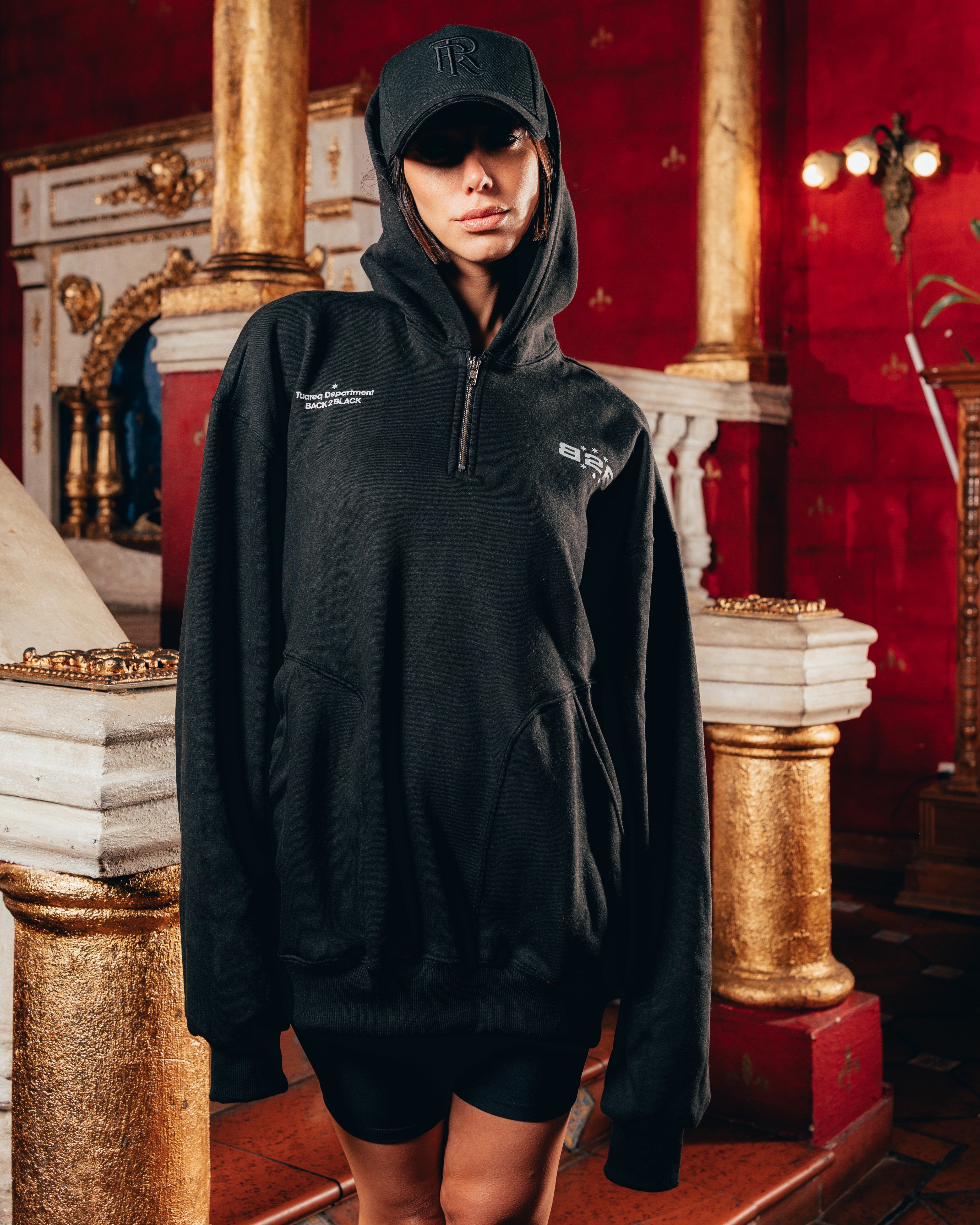 HOODIE OVERSIZED PESADO CON CIERRE [ B2B ] BLACK