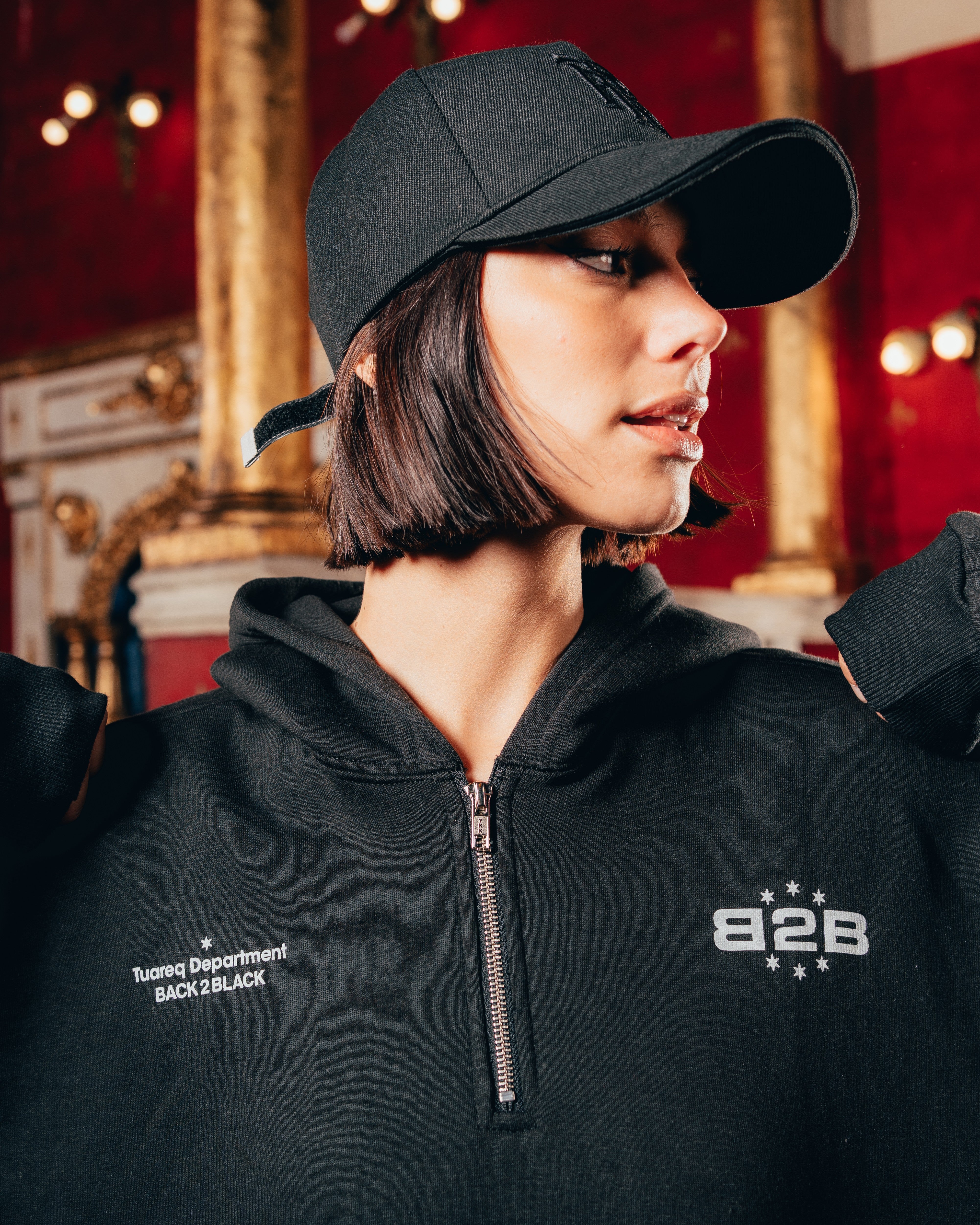 HOODIE OVERSIZED PESADO CON CIERRE [ B2B ] BLACK