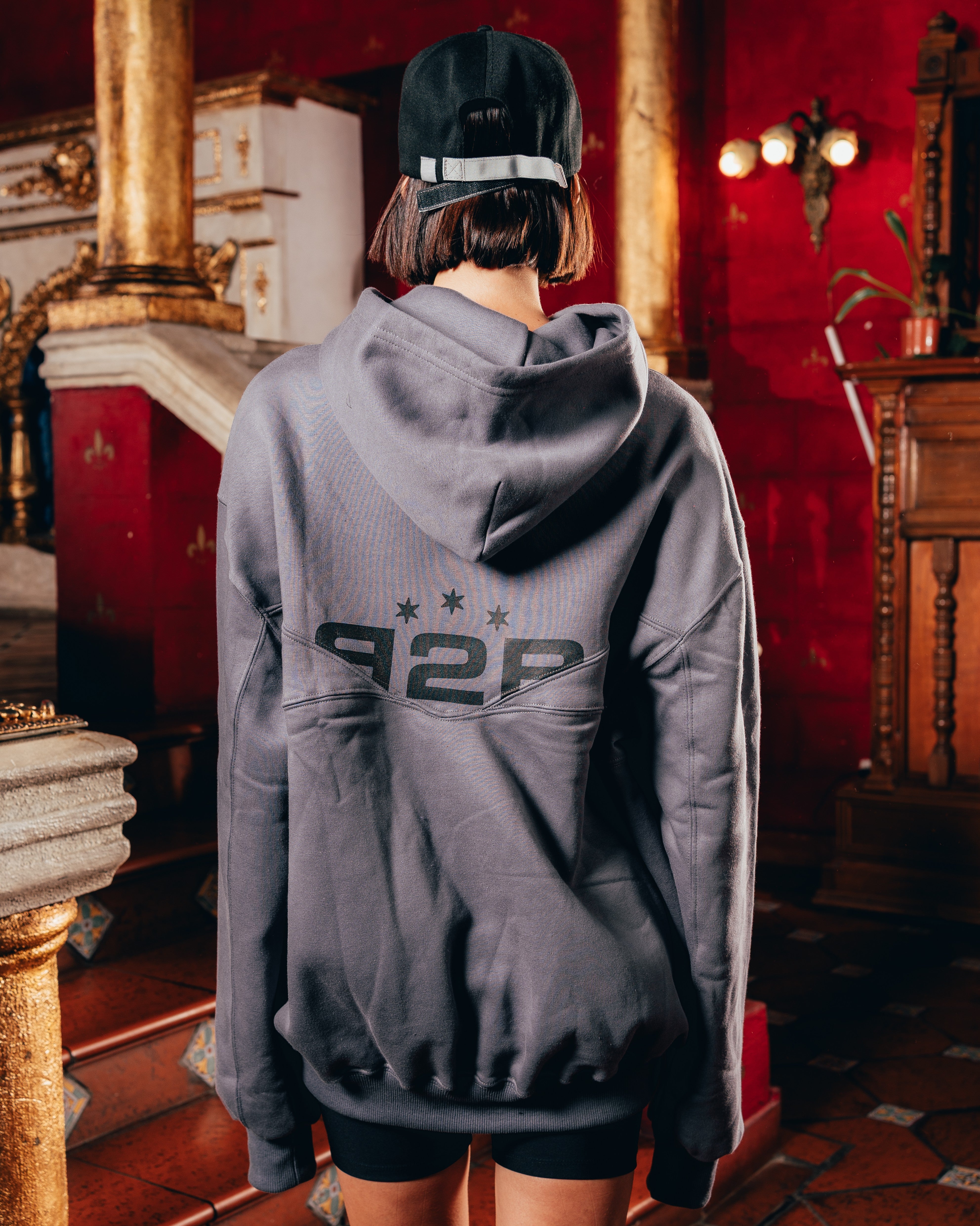 HOODIE OVERSIZED PESADO CON CIERRE [ B2B ] GREY