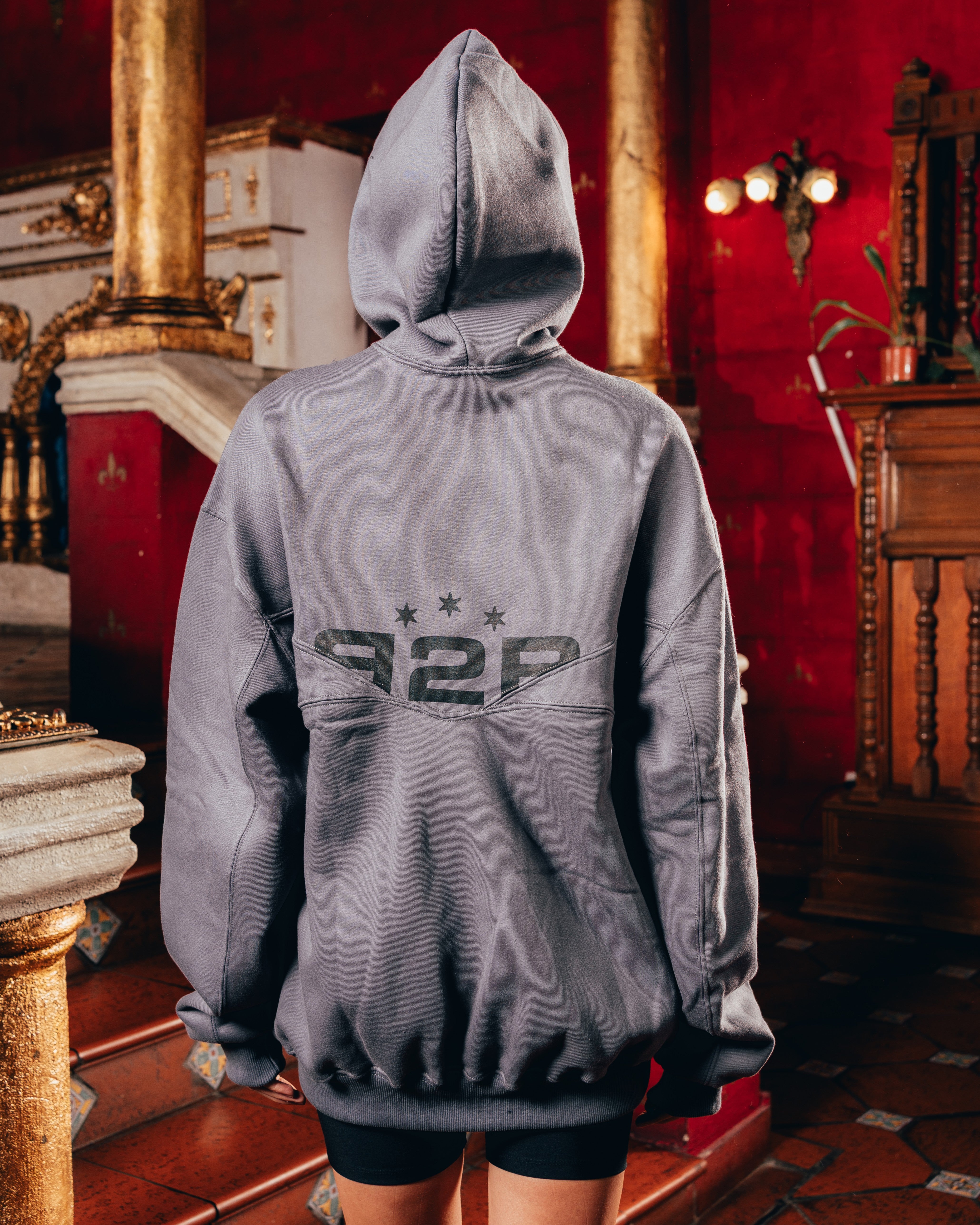 HOODIE OVERSIZED PESADO CON CIERRE [ B2B ] GREY