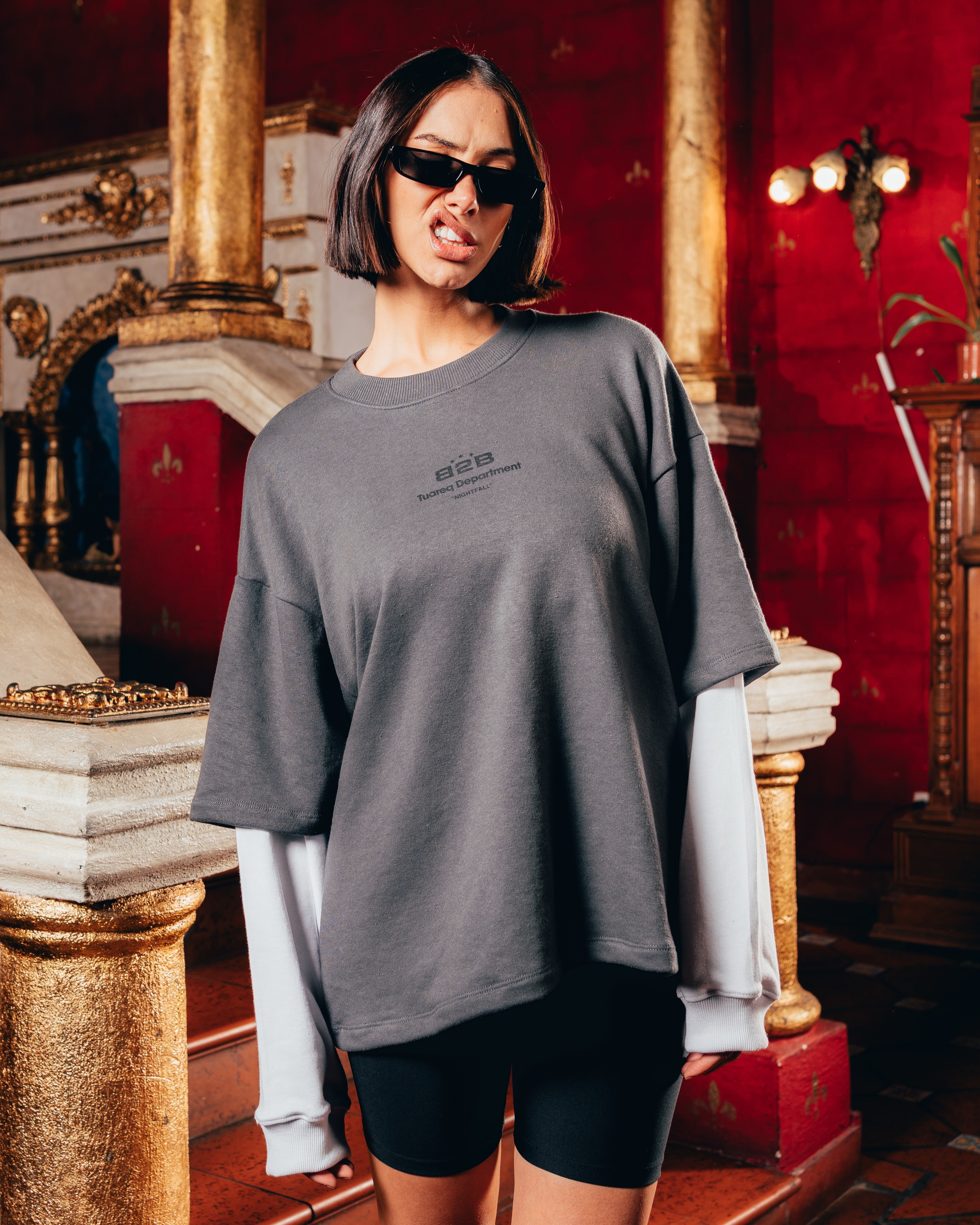 CREWNECK DOBLE MANGA [ B2B ] GREY