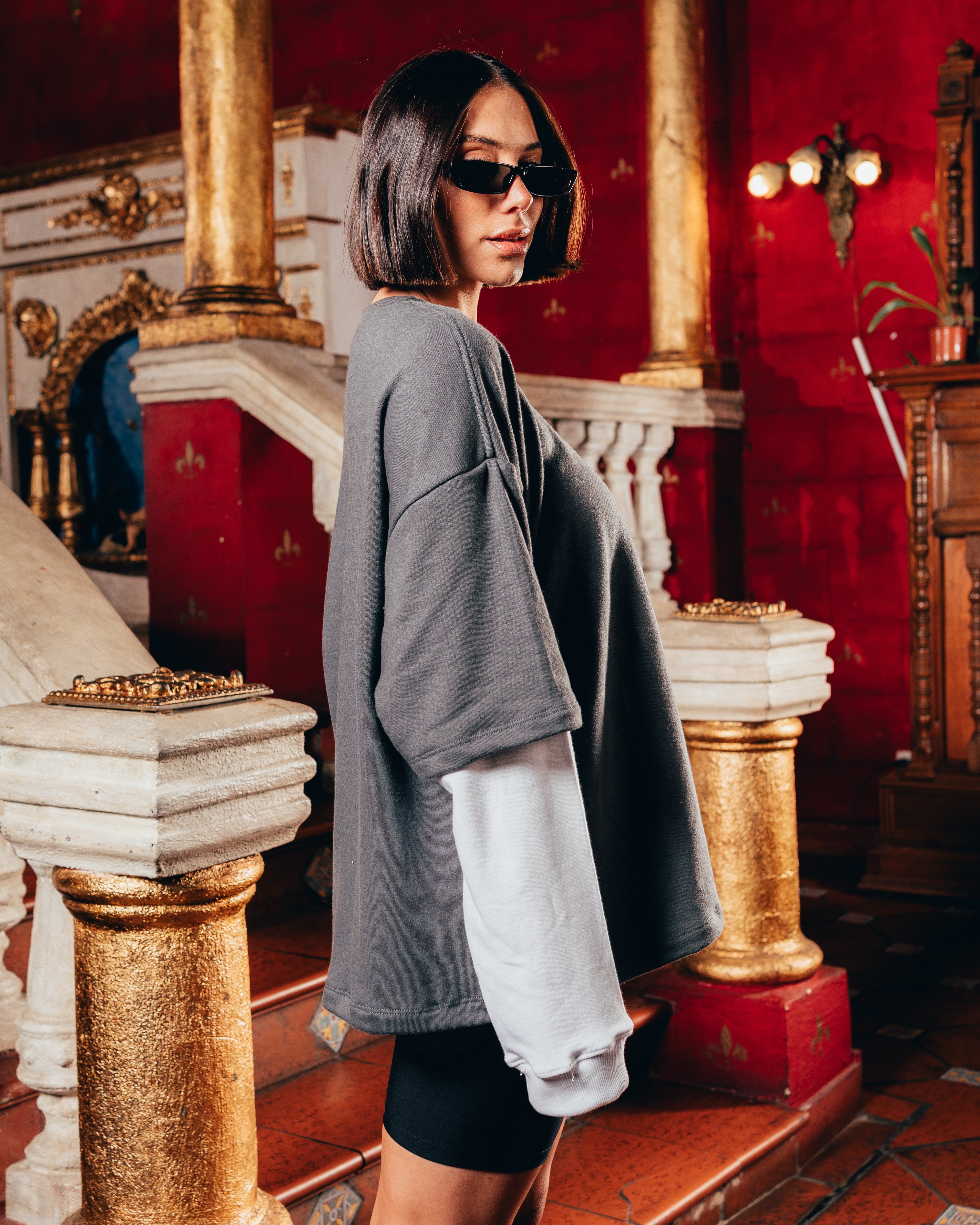 CREWNECK DOBLE MANGA [ B2B ] GREY
