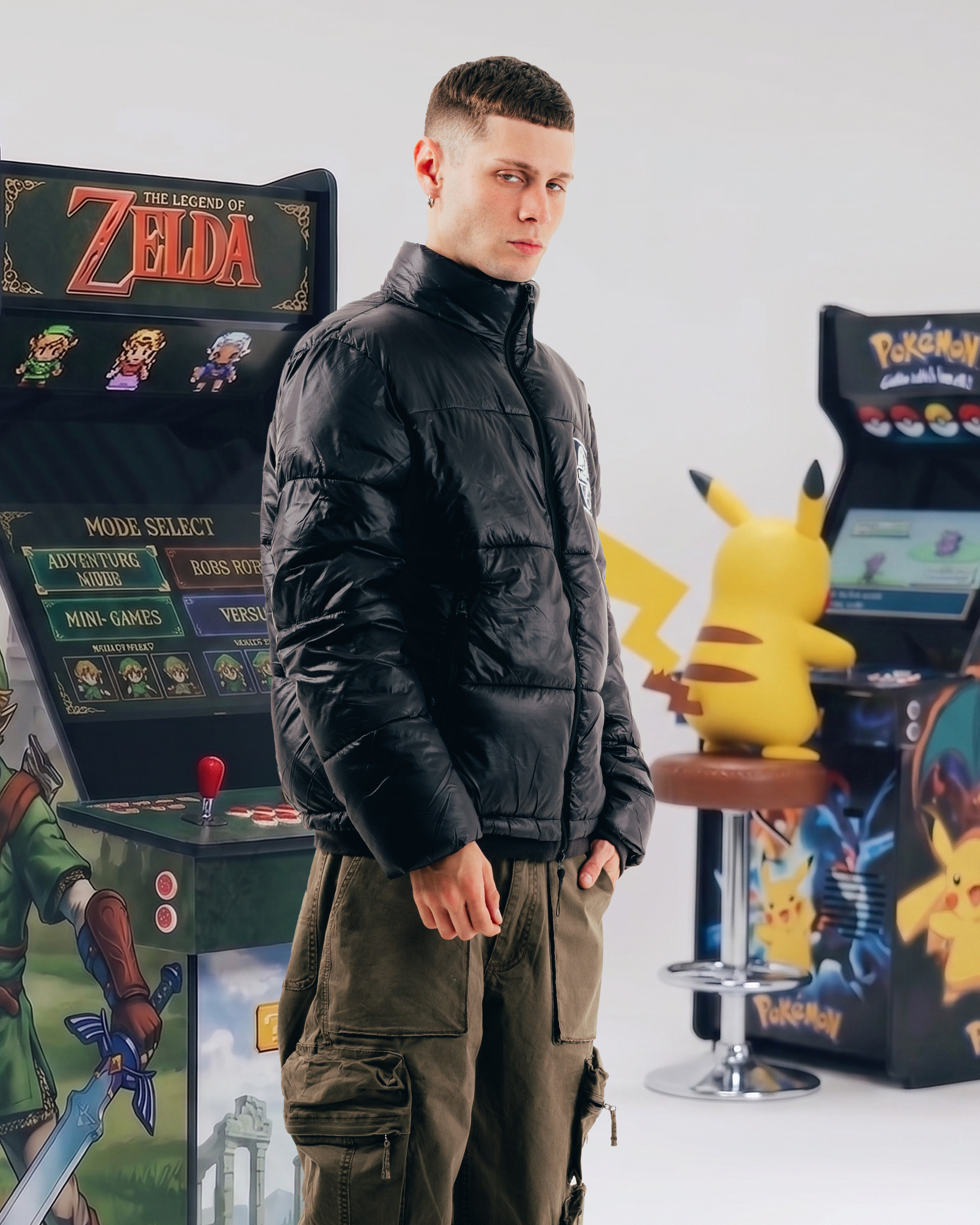 CAMPERA PUFFER [ NINTENDO  ] WORLD BLACK