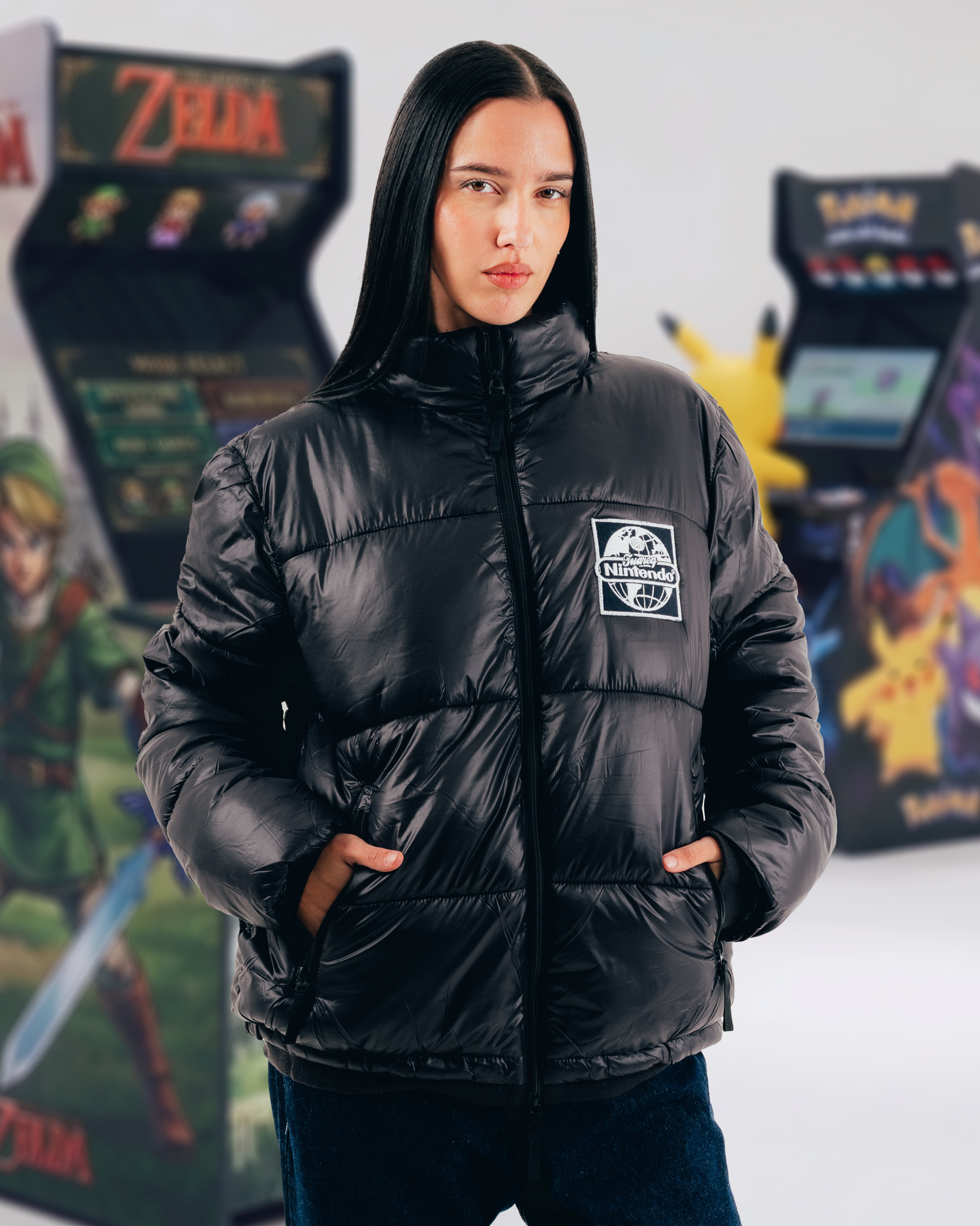 CAMPERA PUFFER [ NINTENDO  ] WORLD BLACK