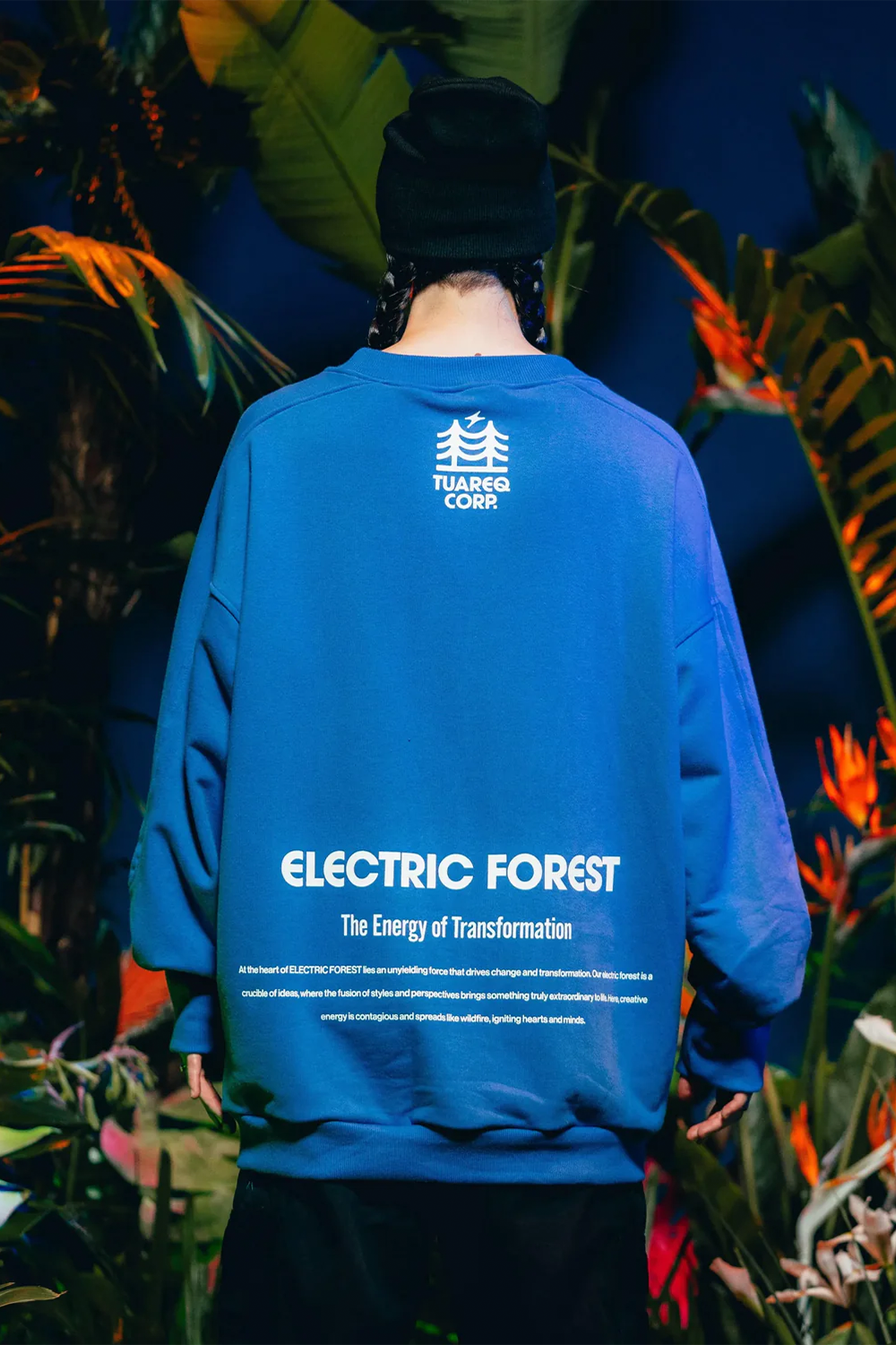 CREWNECK HOODIE [ FOREST LOGO ] ELECTRIC BLUE