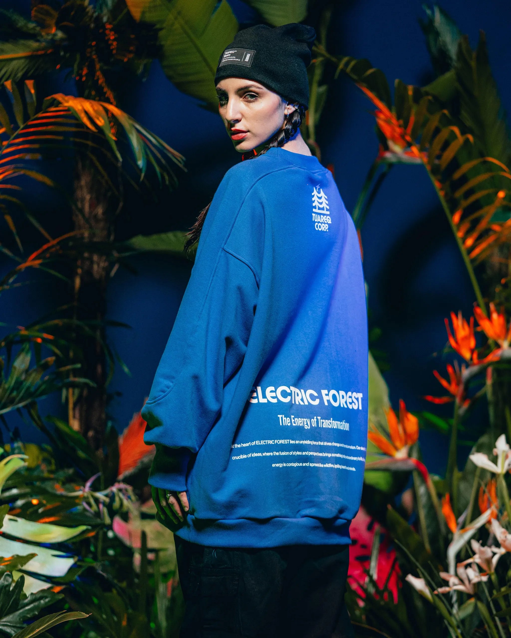 CREWNECK HOODIE [ FOREST LOGO ] ELECTRIC BLUE