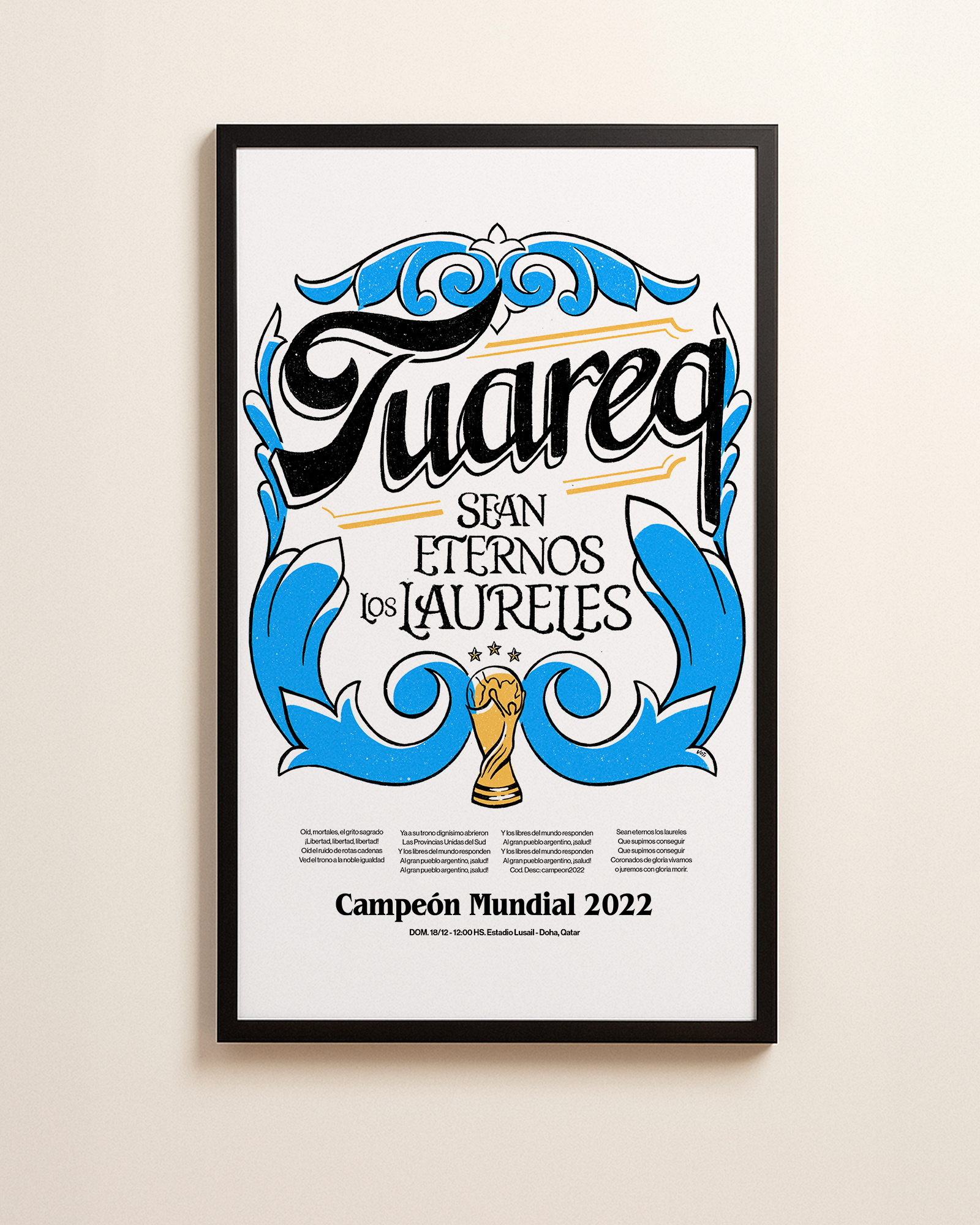 CUADRO HOME [ CAMPEONES DEL MUNDO WHITE ] 110X65