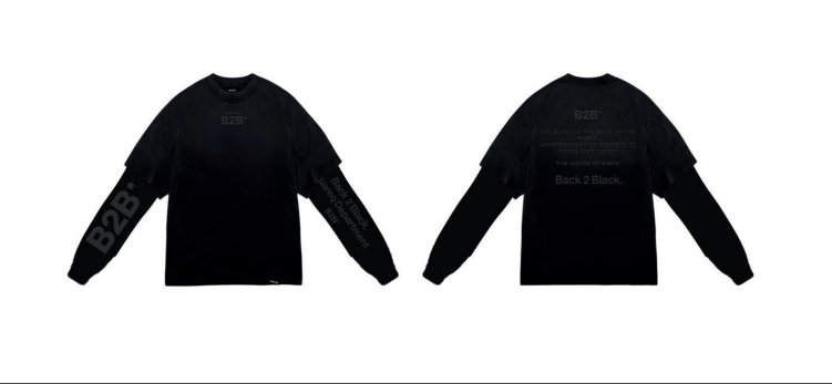 CREWNECK DOBLE MANGA [ B2B ] 2BLE BLACK