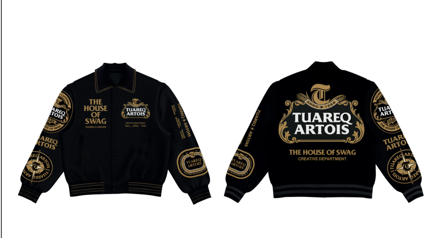 CAMPERA VARSITY [ STELLA ARTOIS ] BLACK & GOLD